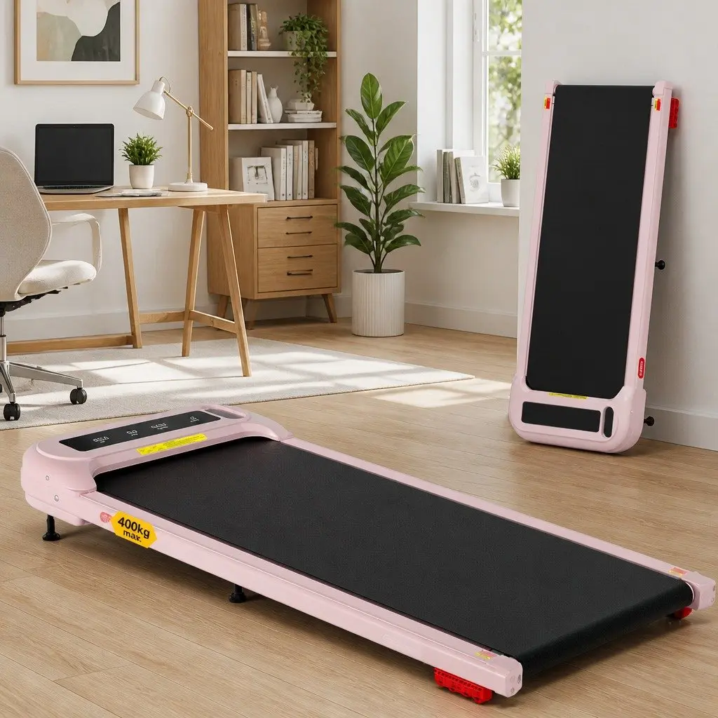 Electric Treadmill Under Desk Pink 3-Level Incline for Home Gym Use