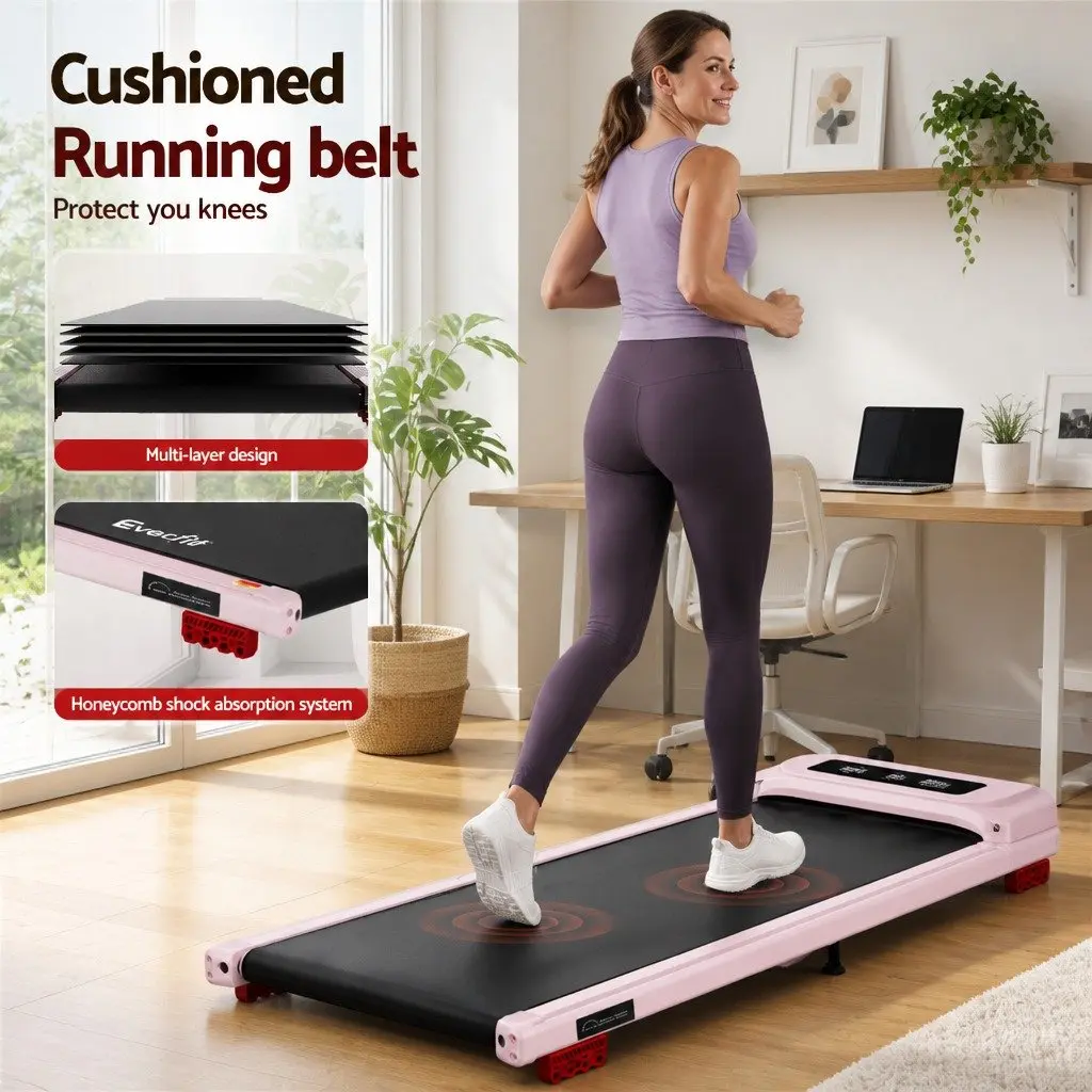 Electric Treadmill Under Desk Pink 3-Level Incline for Home Gym Use