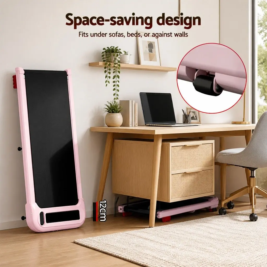Electric Treadmill Under Desk Pink 3-Level Incline for Home Gym Use