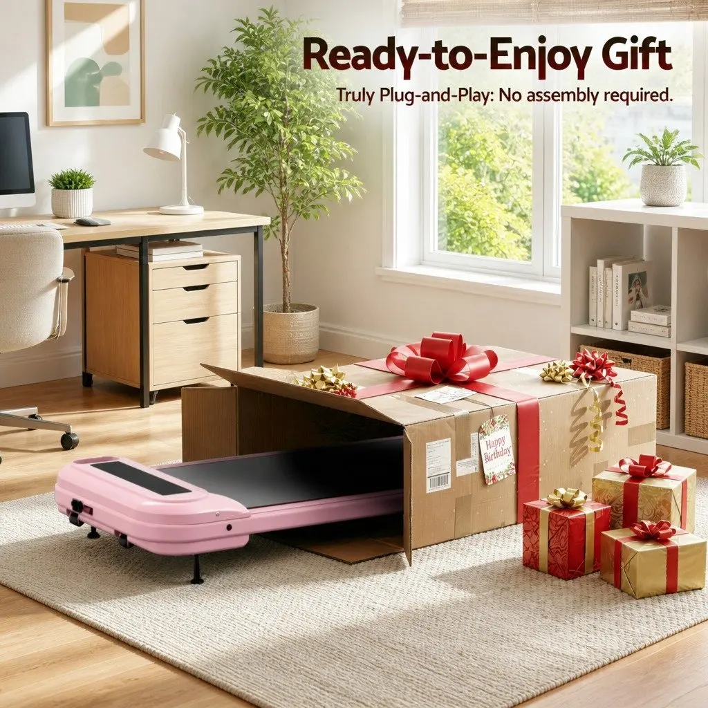 Electric Treadmill Under Desk Pink 3-Level Incline for Home Gym Use