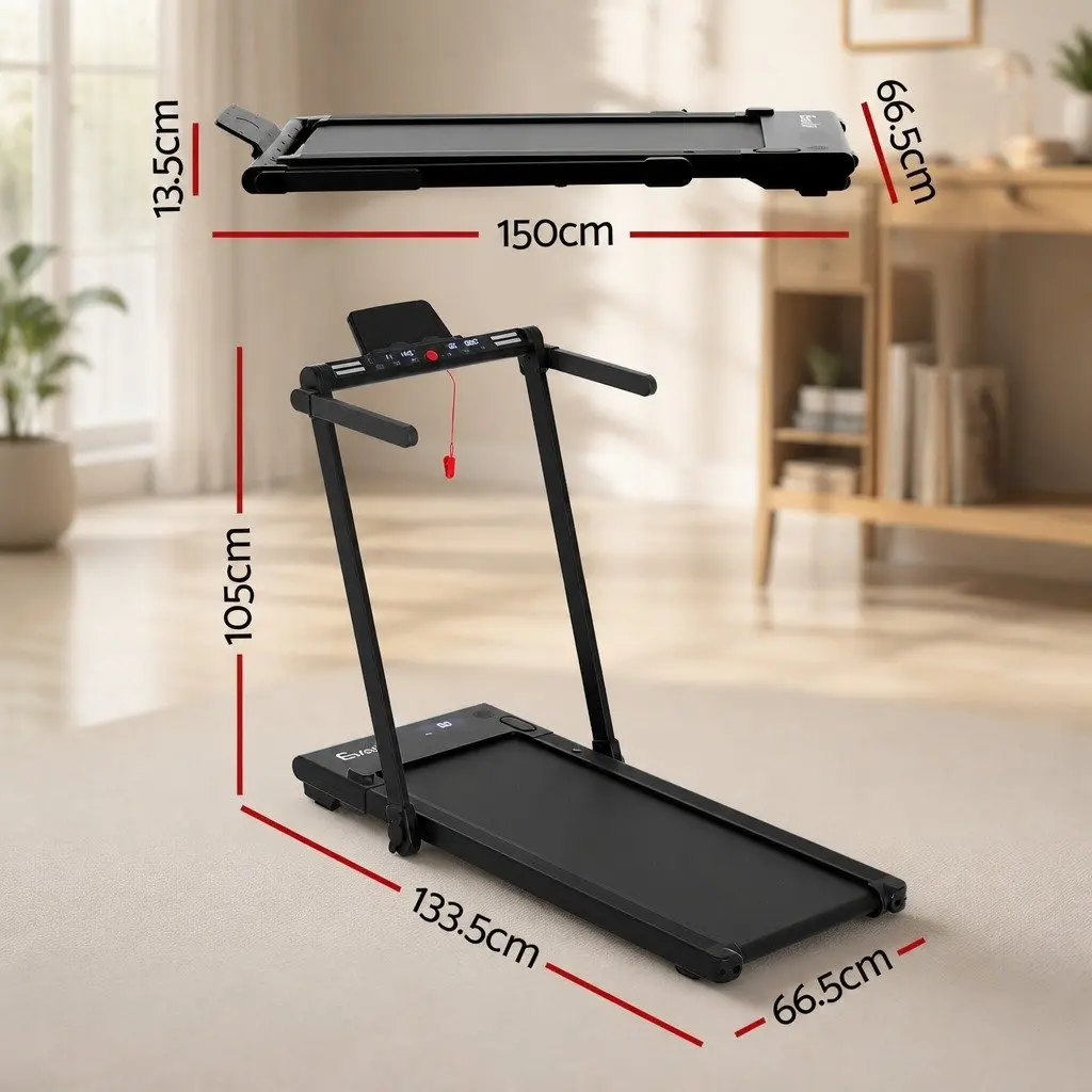 3-in-1 Walking Pad Treadmill LED Lights Foldable Under Desk Home Gym 40cm Belt