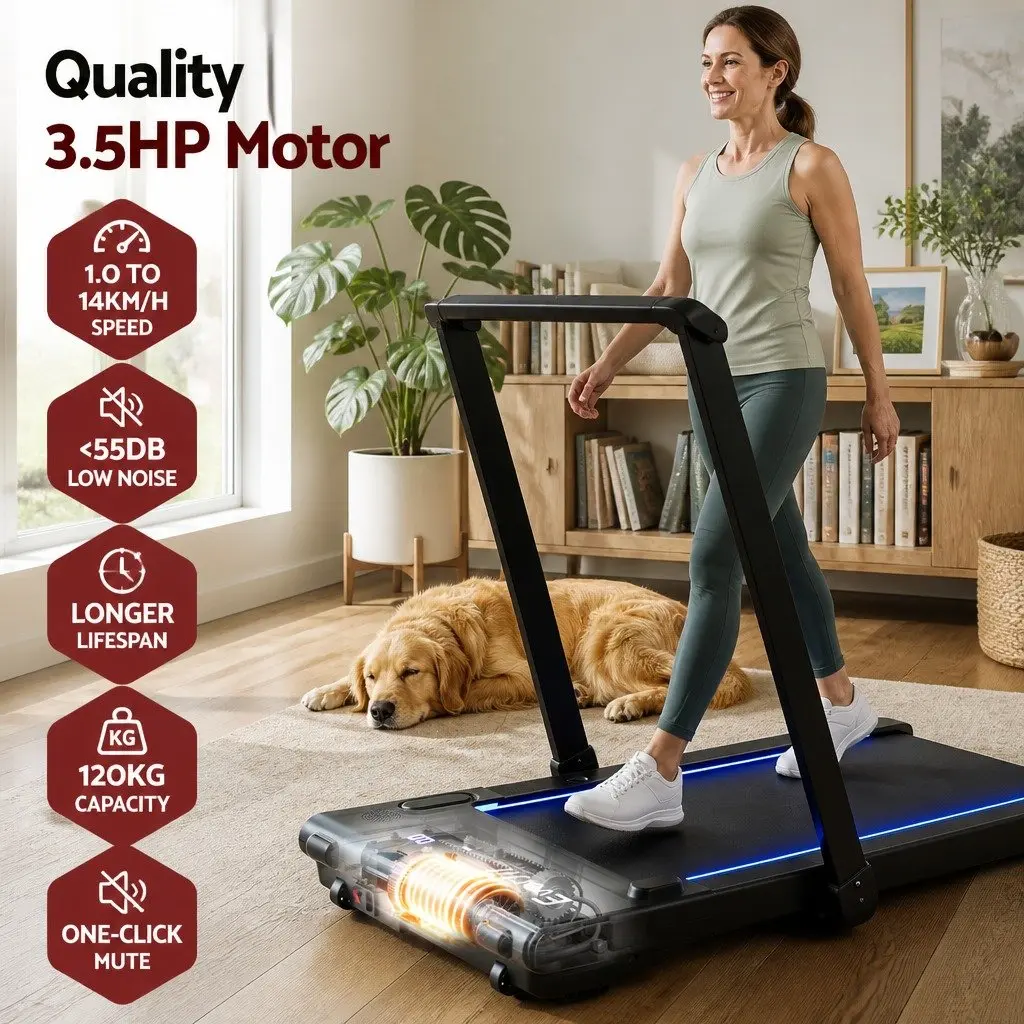 3-in-1 Walking Pad Treadmill LED Lights Foldable Under Desk Home Gym 40cm Belt