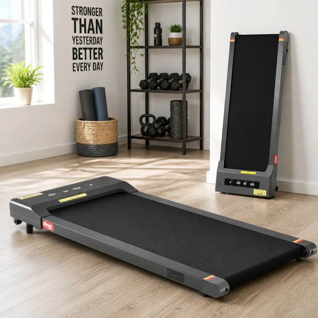 Electric Walking Pad Treadmill 2 in 1 Compact Foldable Home Gym Fitness Machine Grey