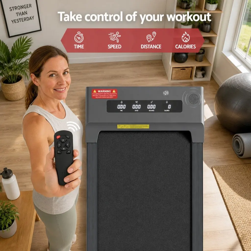 Electric Walking Pad Treadmill 2 in 1 Compact Foldable Home Gym Fitness Machine Grey