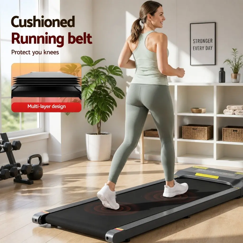 Electric Walking Pad Treadmill 2 in 1 Compact Foldable Home Gym Fitness Machine Grey