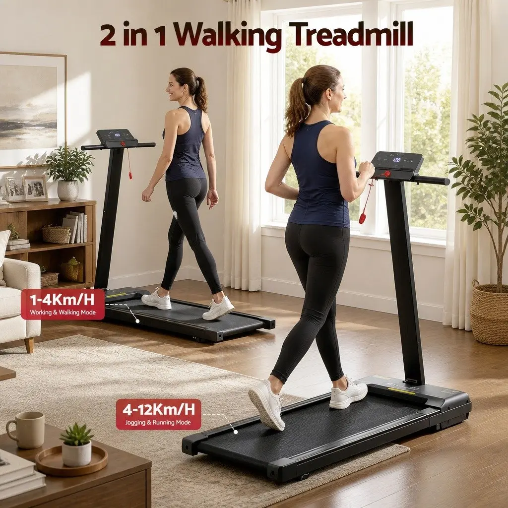 Walking Pad Treadmill 2-in-1 Foldable Home Gym 40cm Belt 12 Programs App