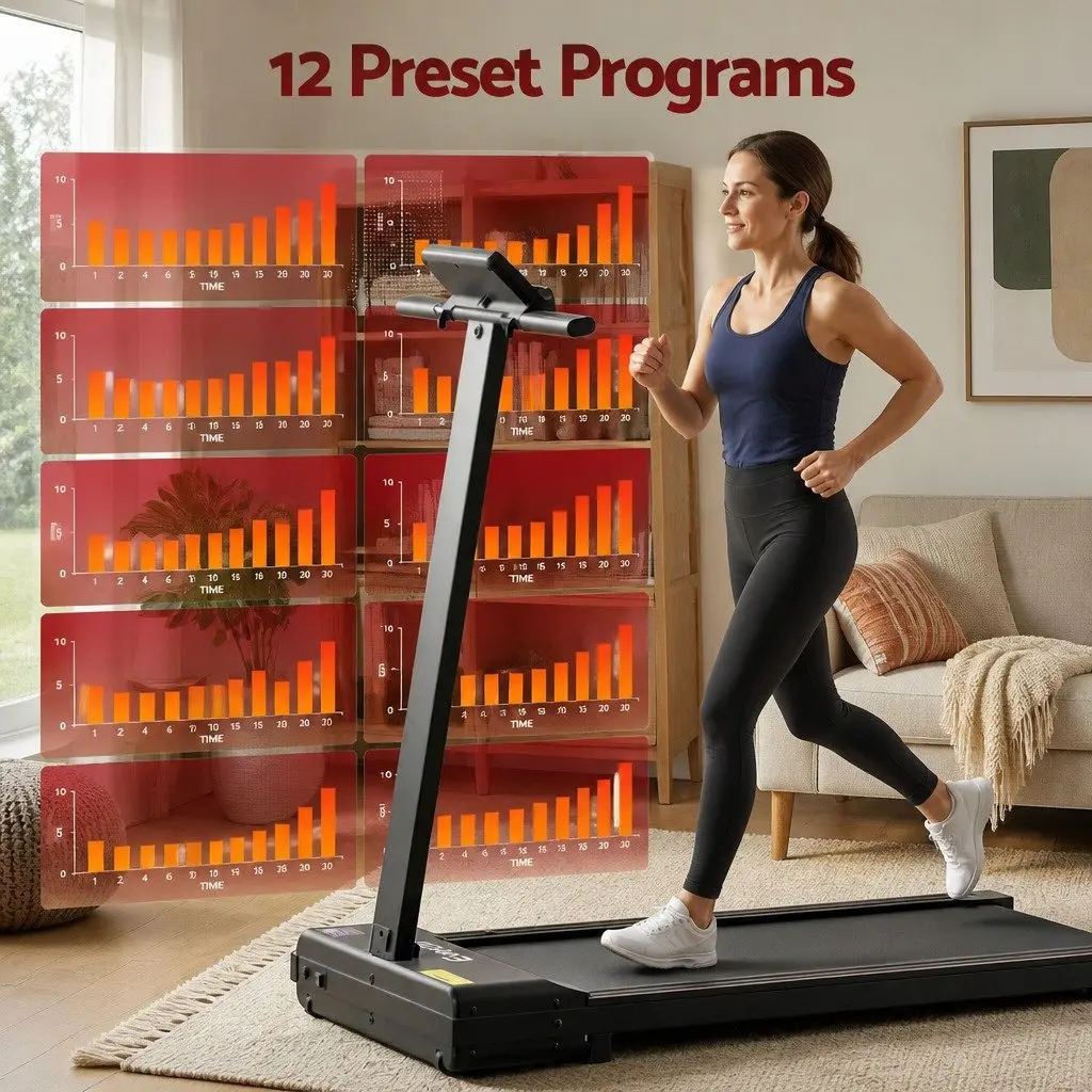 Walking Pad Treadmill 2-in-1 Foldable Home Gym 40cm Belt 12 Programs App