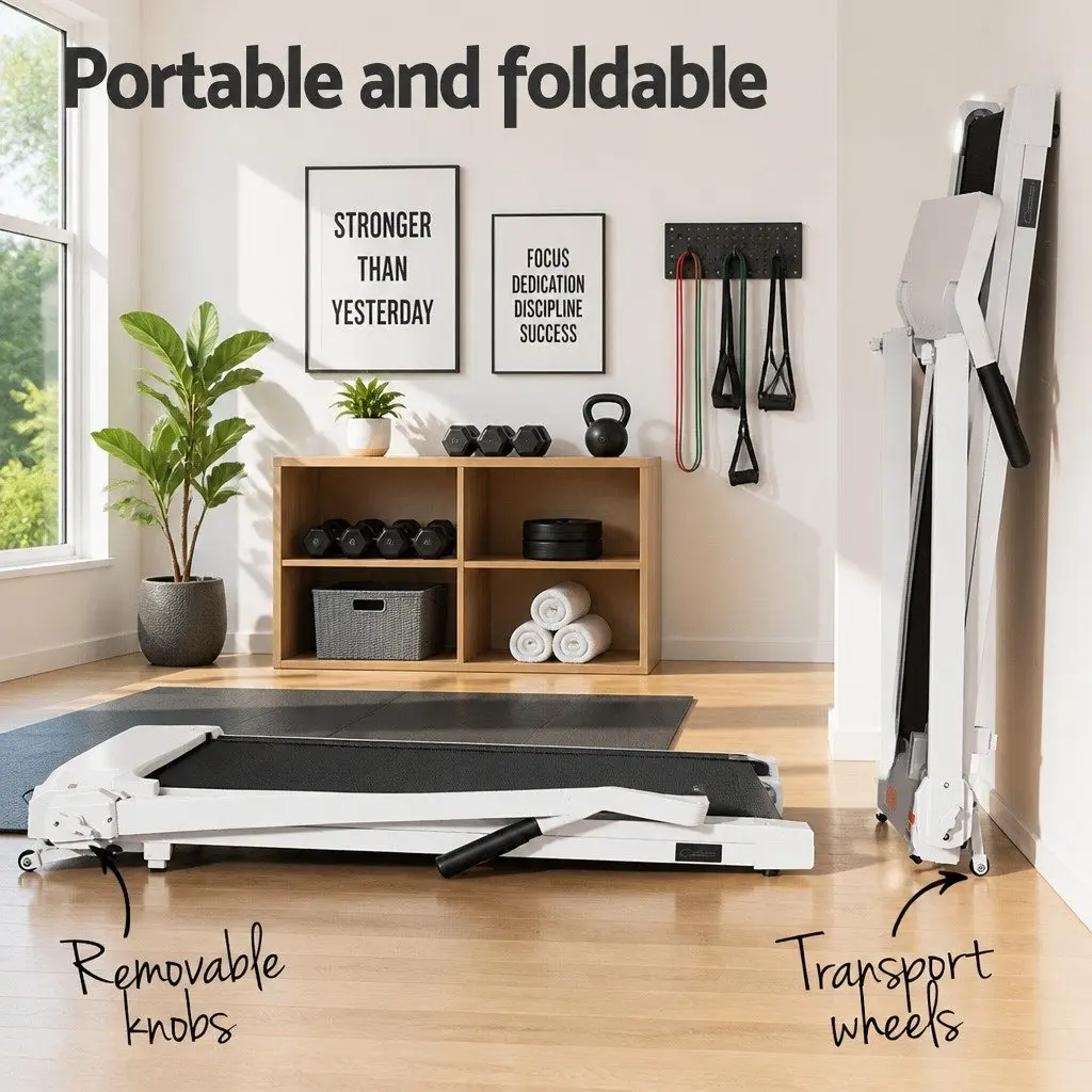 Electric Treadmill Home Gym Fitness Machine Foldable 12 Programs 1-14km/h White