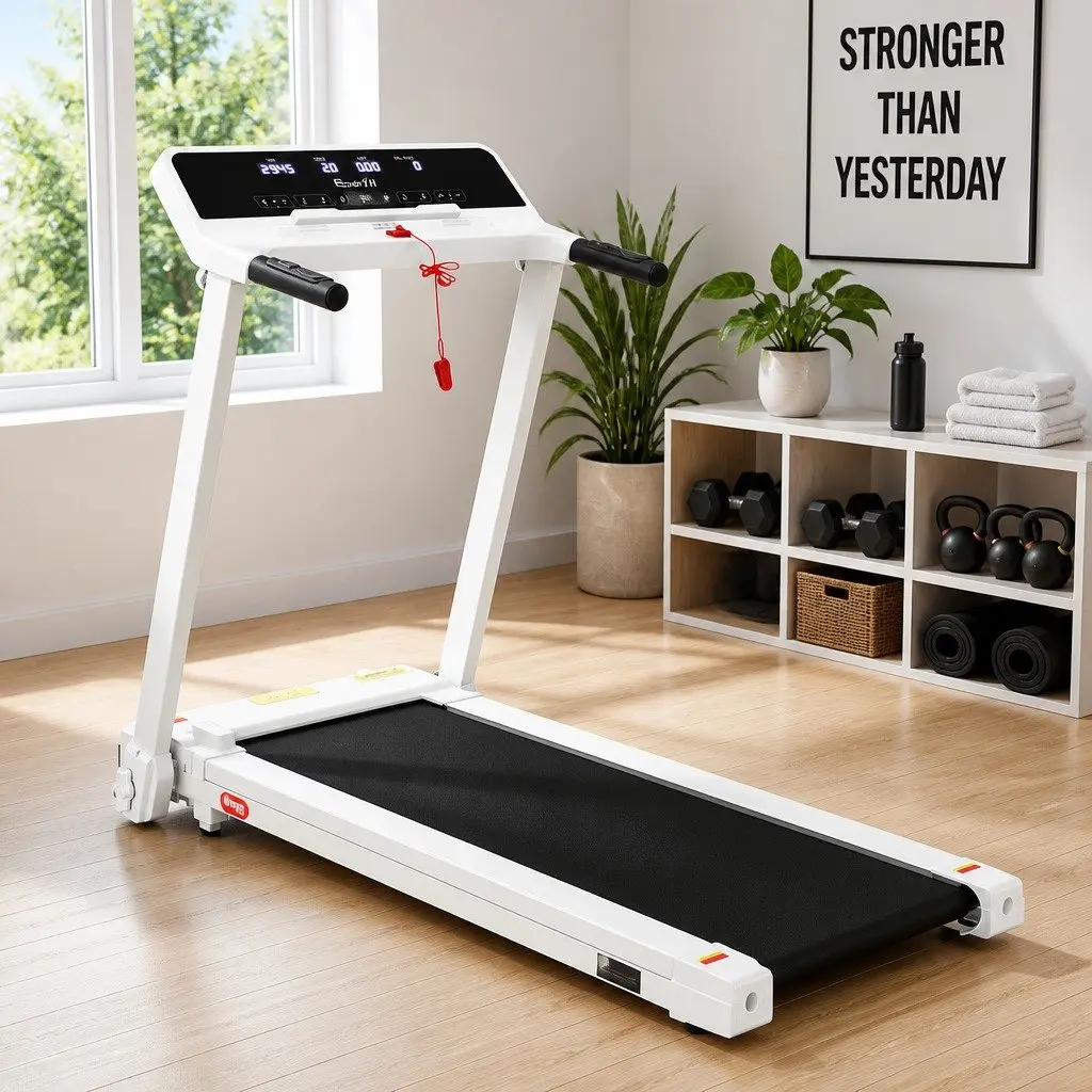 Electric Treadmill Home Gym Fitness Machine Foldable 12 Programs 1-14km/h White