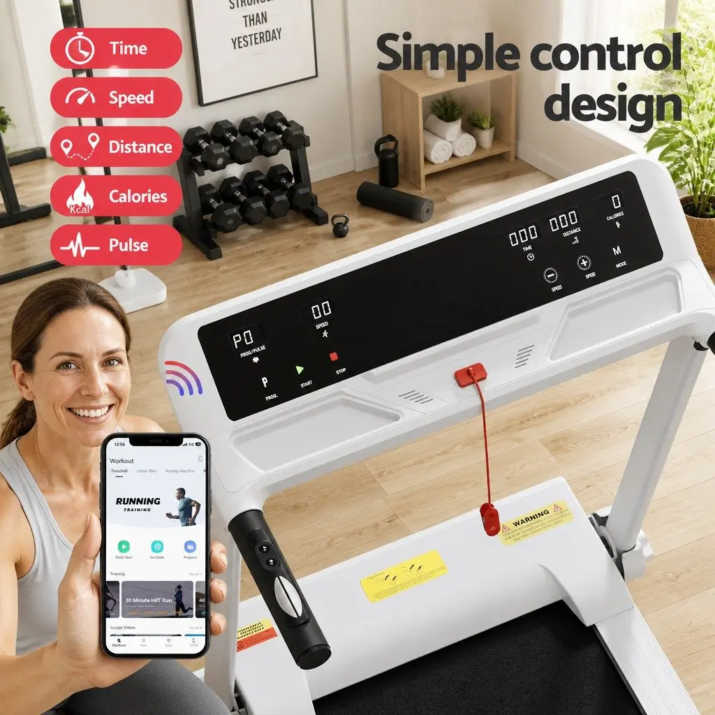 Electric Treadmill Foldable Home Gym Fitness Machine 12 Programs LCD Display