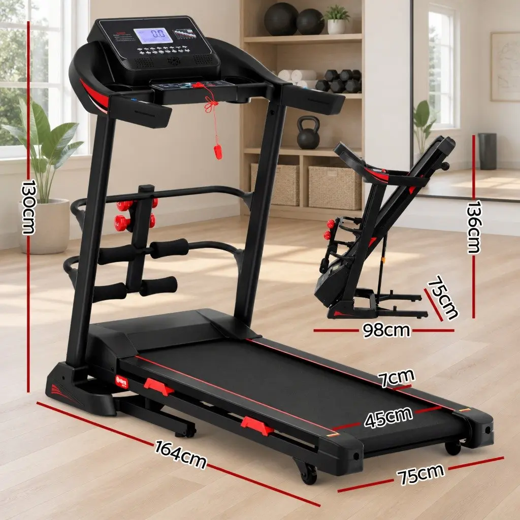 Electric Treadmill Home Gym Fitness Machine with Sit-Up Bar 164cm x 75cm x 130cm