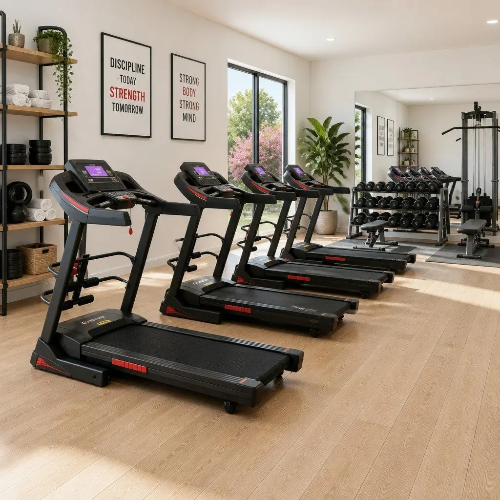 Electric Treadmill Home Fitness Machine with Sit Up Bar 480mm Belt Black