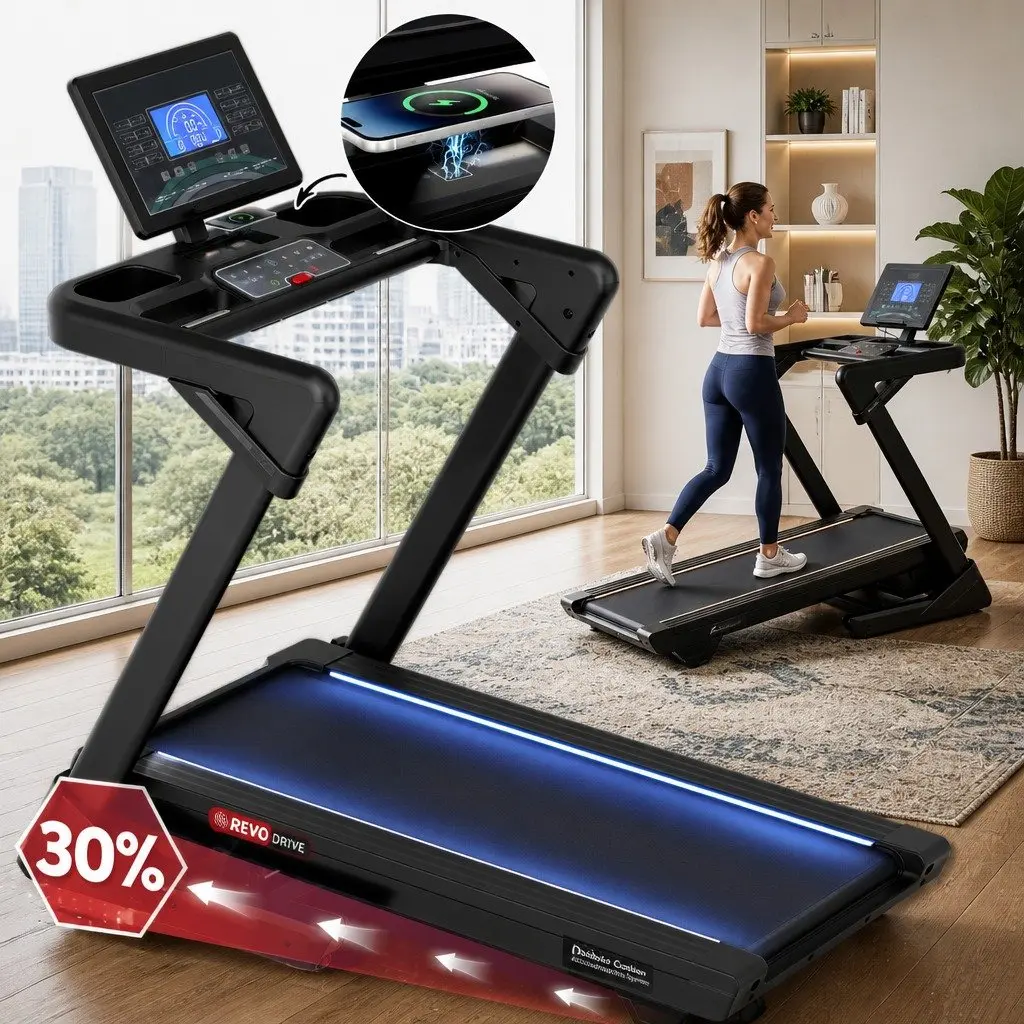 Foldable Treadmill 500mm Wide Belt 30% Auto Incline Home Gym Electric Machine