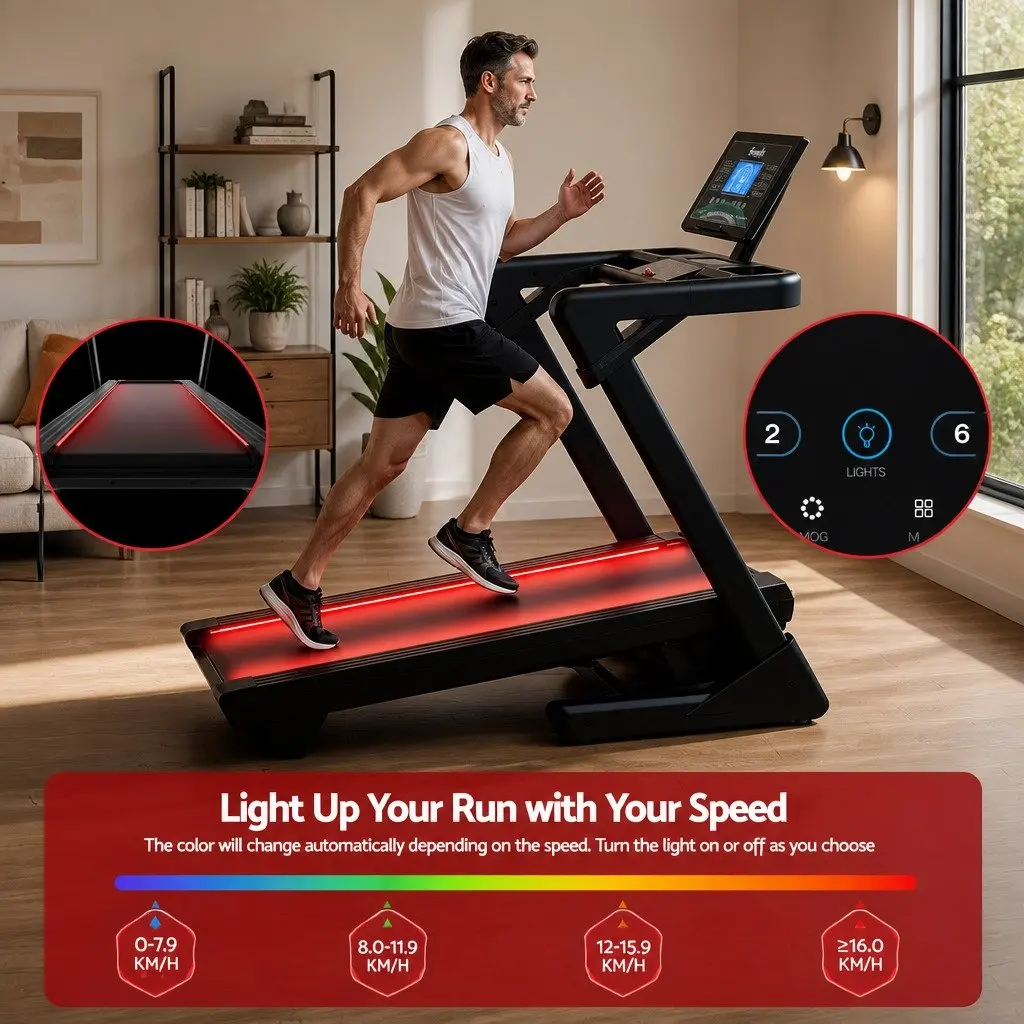 Foldable Treadmill 500mm Wide Belt 30% Auto Incline Home Gym Electric Machine