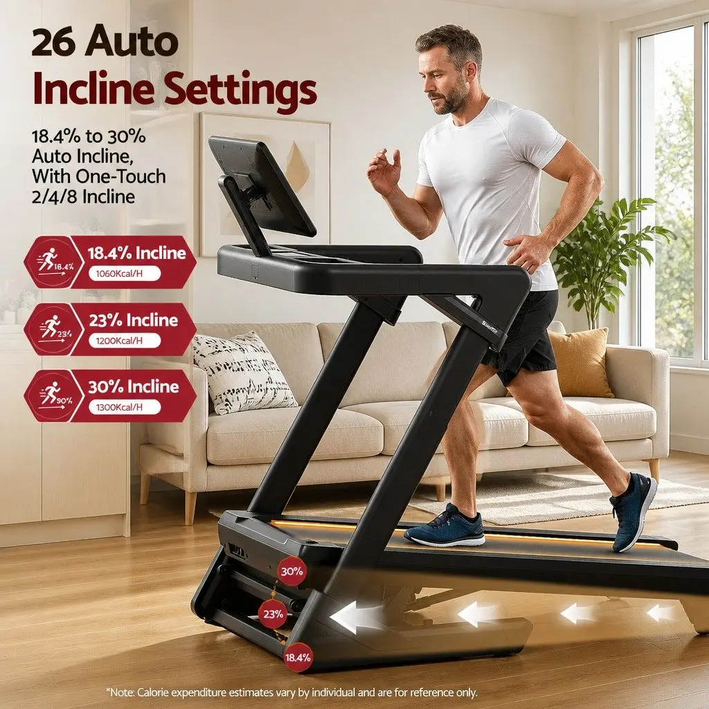 Foldable Treadmill 500mm Wide Belt 30% Auto Incline Home Gym Electric Machine