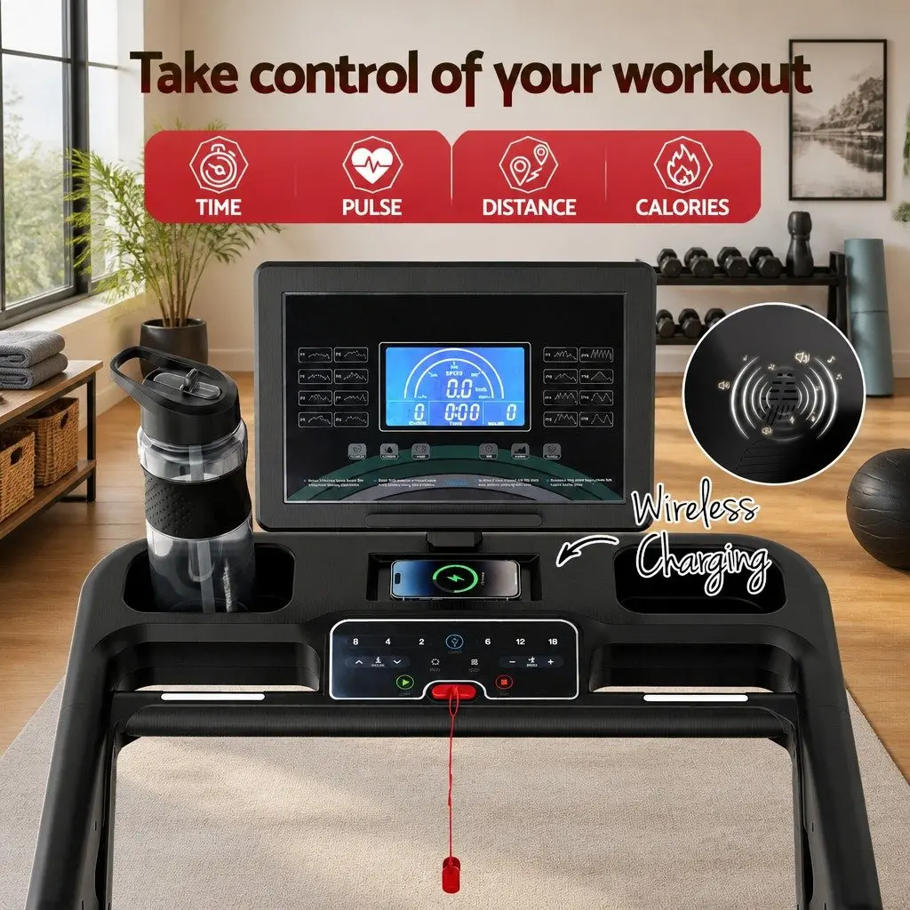 Foldable Treadmill 500mm Wide Belt 30% Auto Incline Home Gym Electric Machine
