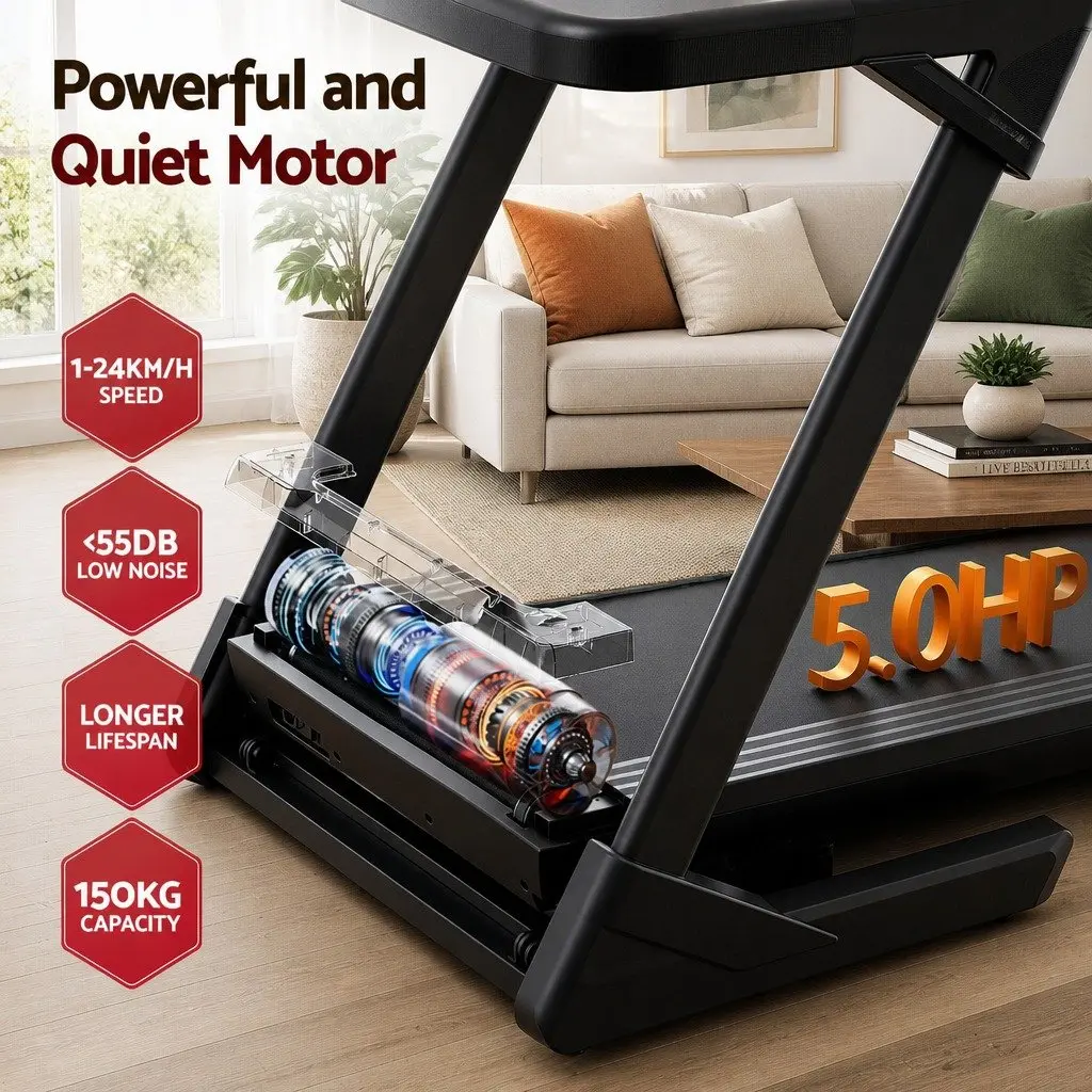 Foldable Treadmill 500mm Wide Belt 30% Auto Incline Home Gym Electric Machine