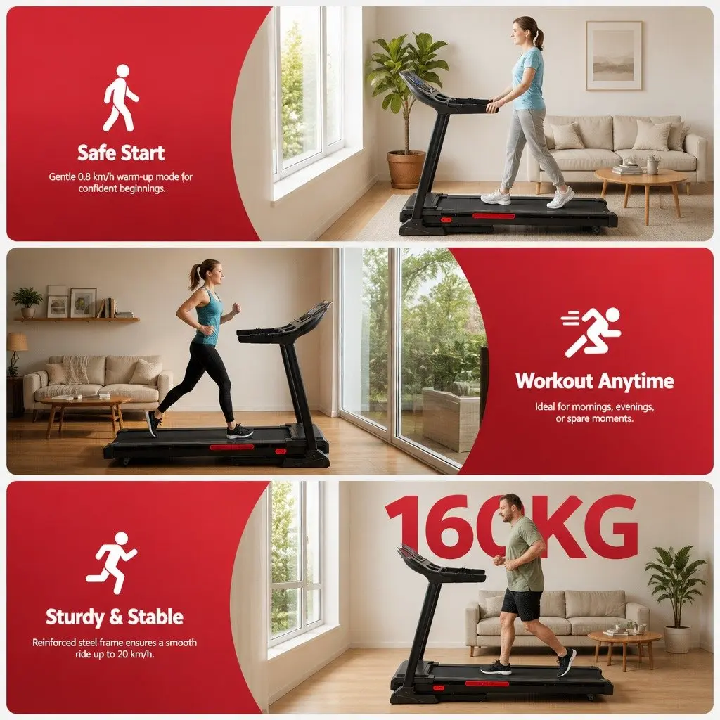 Electric Treadmill Auto Incline 16 Programs Home Gym Fitness Exercise Machine