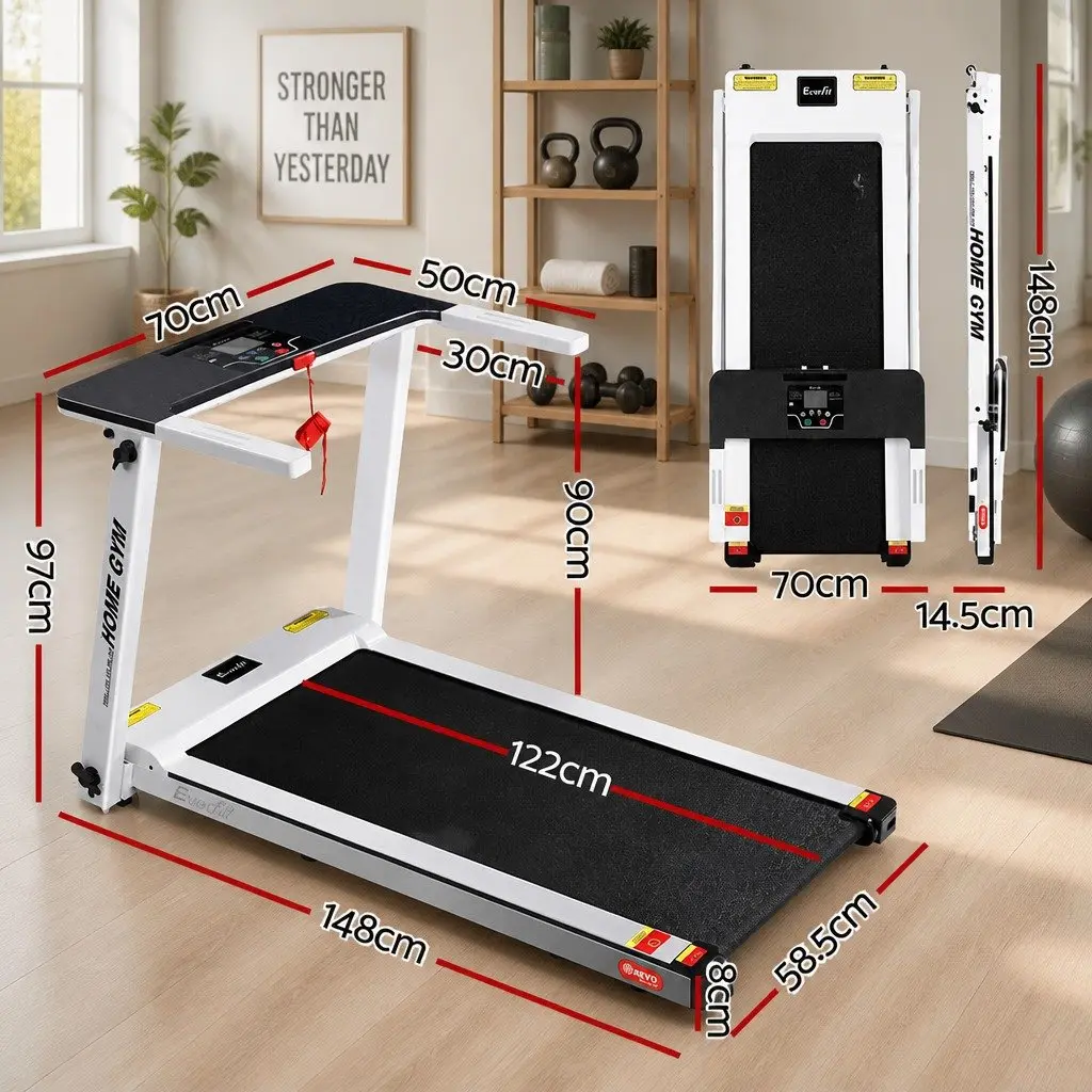 Electric Treadmill Foldable Home Gym Fitness Exercise Machine White 12 Programs