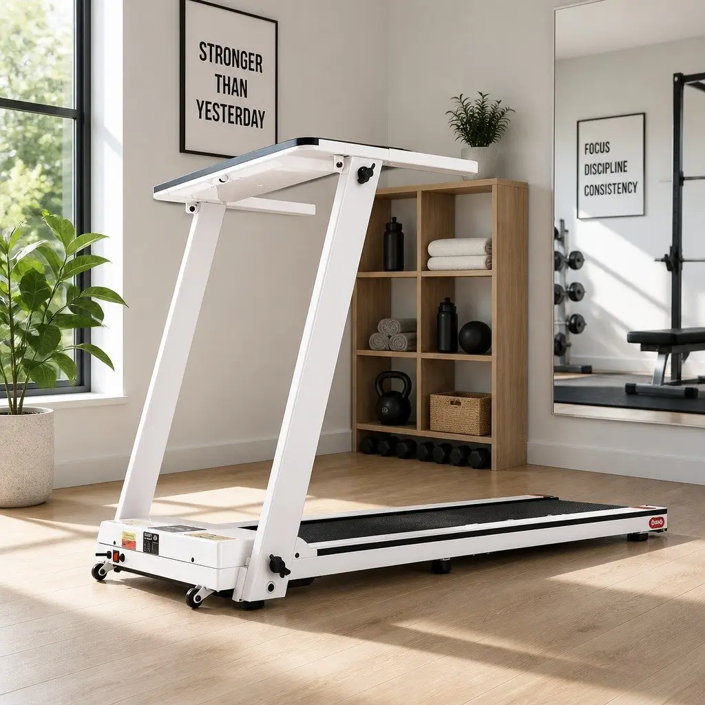 Electric Treadmill Foldable Home Gym Fitness Exercise Machine White 12 Programs