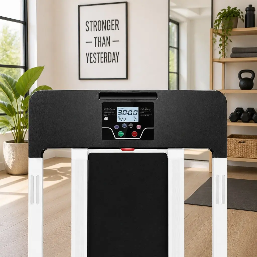 Electric Treadmill Foldable Home Gym Fitness Exercise Machine White 12 Programs