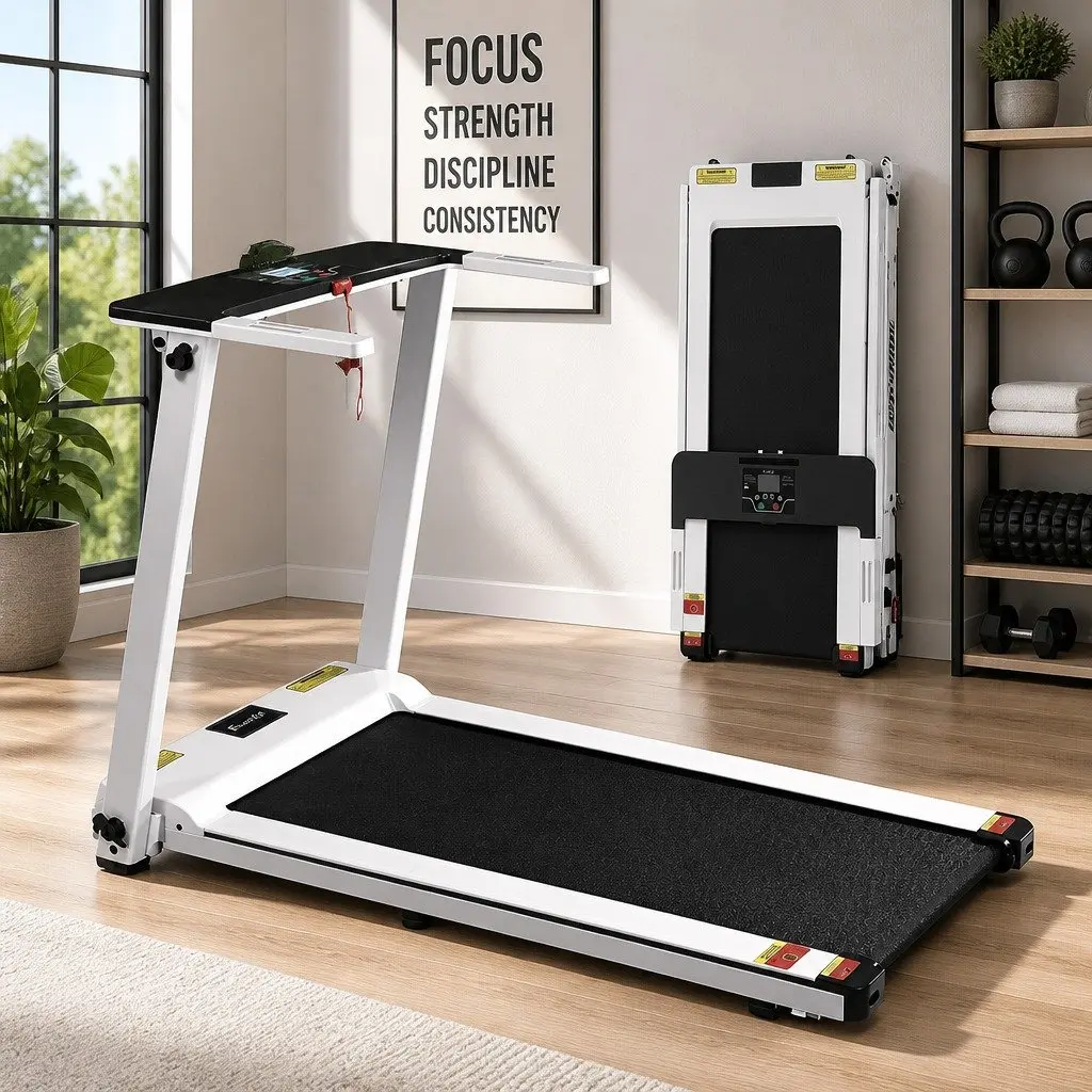 Electric Treadmill Foldable Home Gym Fitness Exercise Machine White 12 Programs
