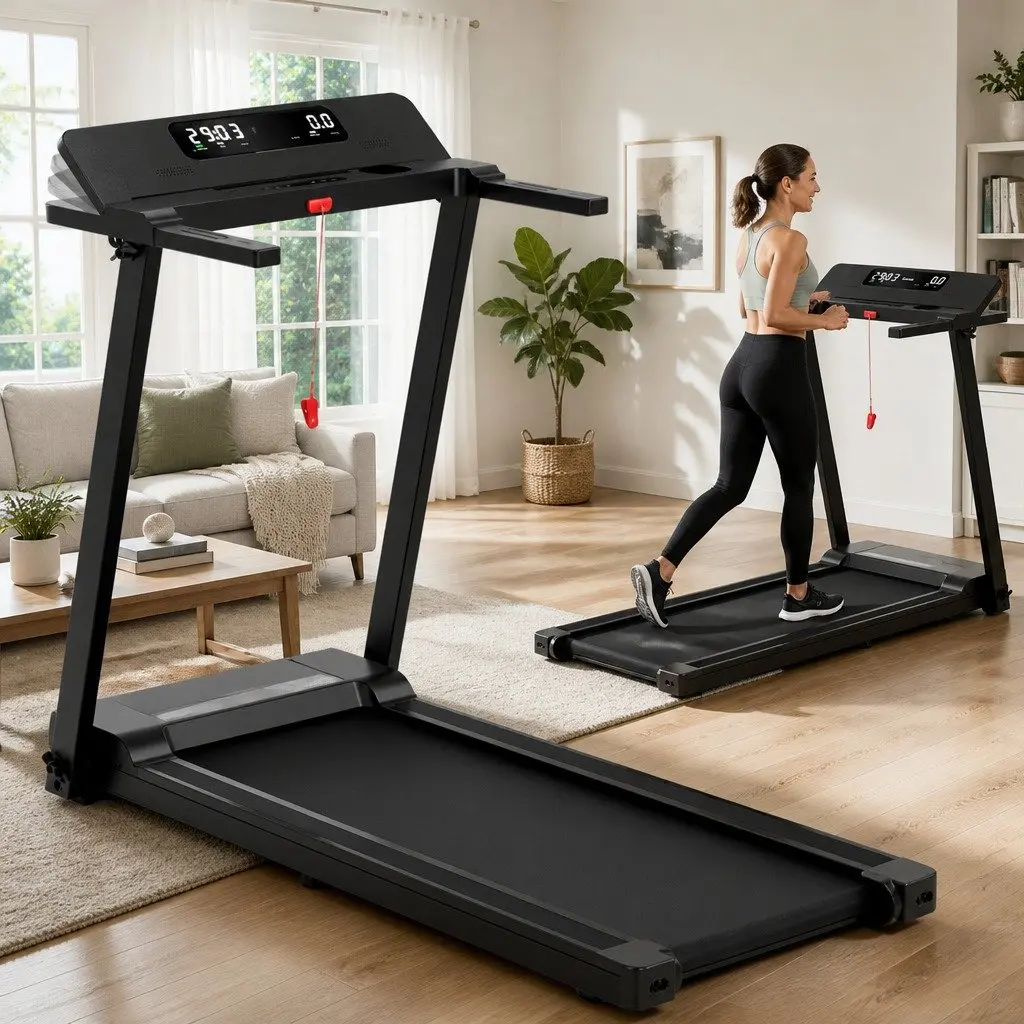 Electric Treadmill Foldable Compact Home Gym Fitness Machine 12 Programs Black