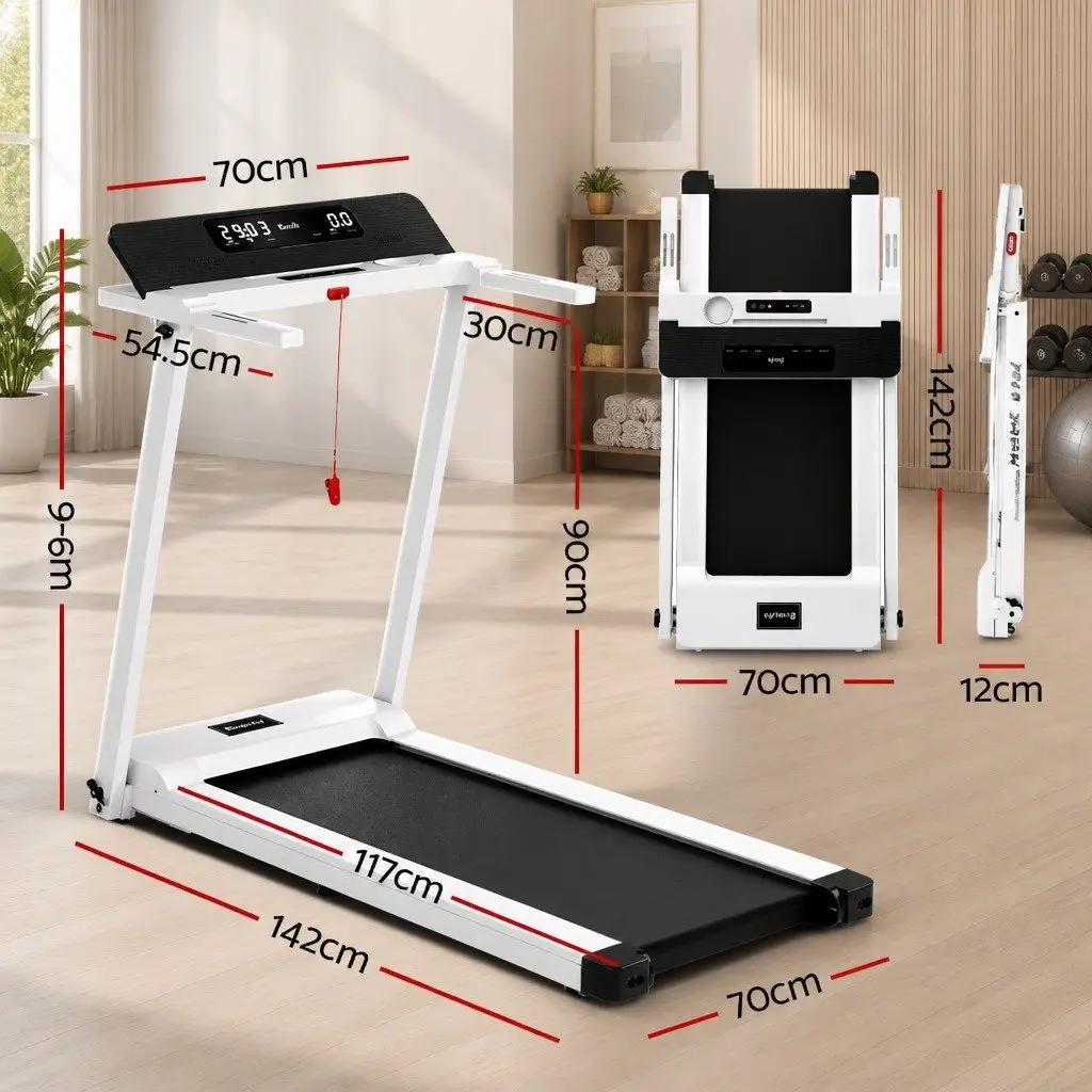 Electric Treadmill Foldable Home Gym Fitness Machine 12 Programs White