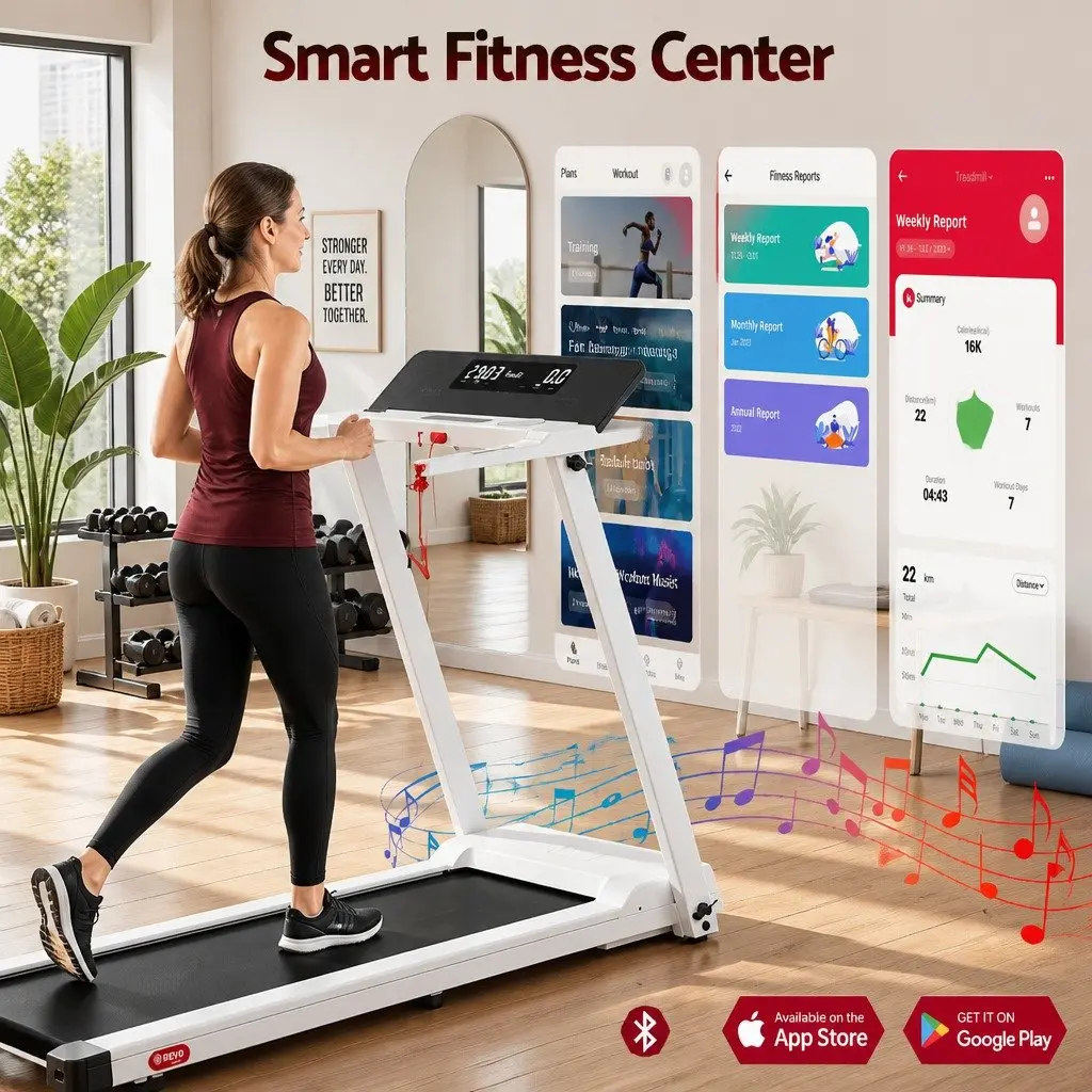 Electric Treadmill Foldable Home Gym Fitness Machine 12 Programs White