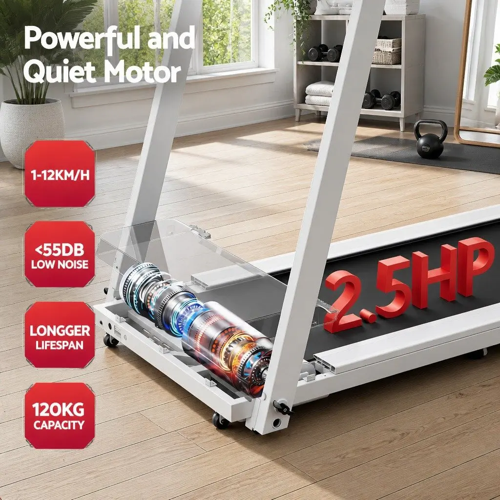 Electric Treadmill Foldable Home Gym Fitness Machine 12 Programs White