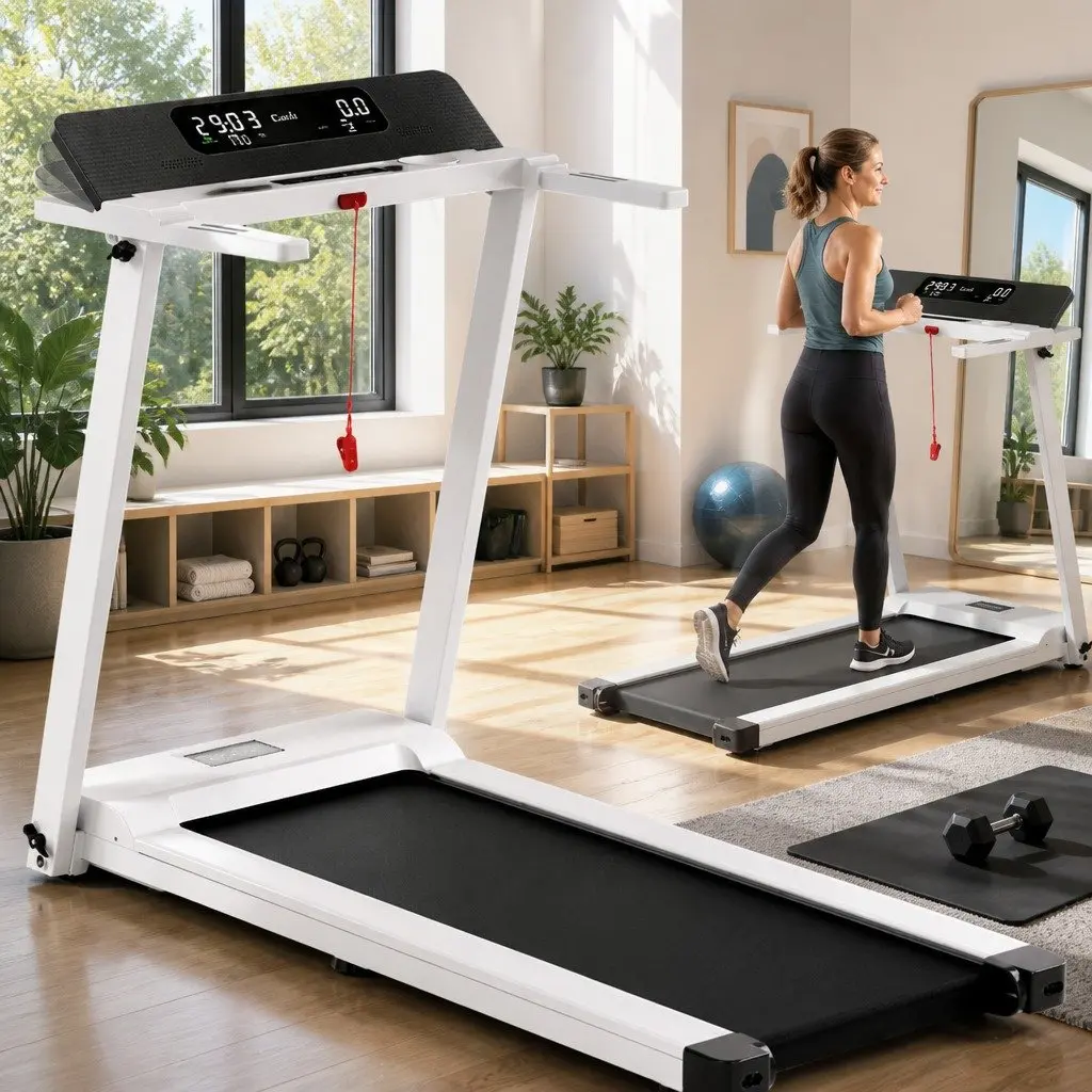 Electric Treadmill Foldable Home Gym Fitness Machine 12 Programs White