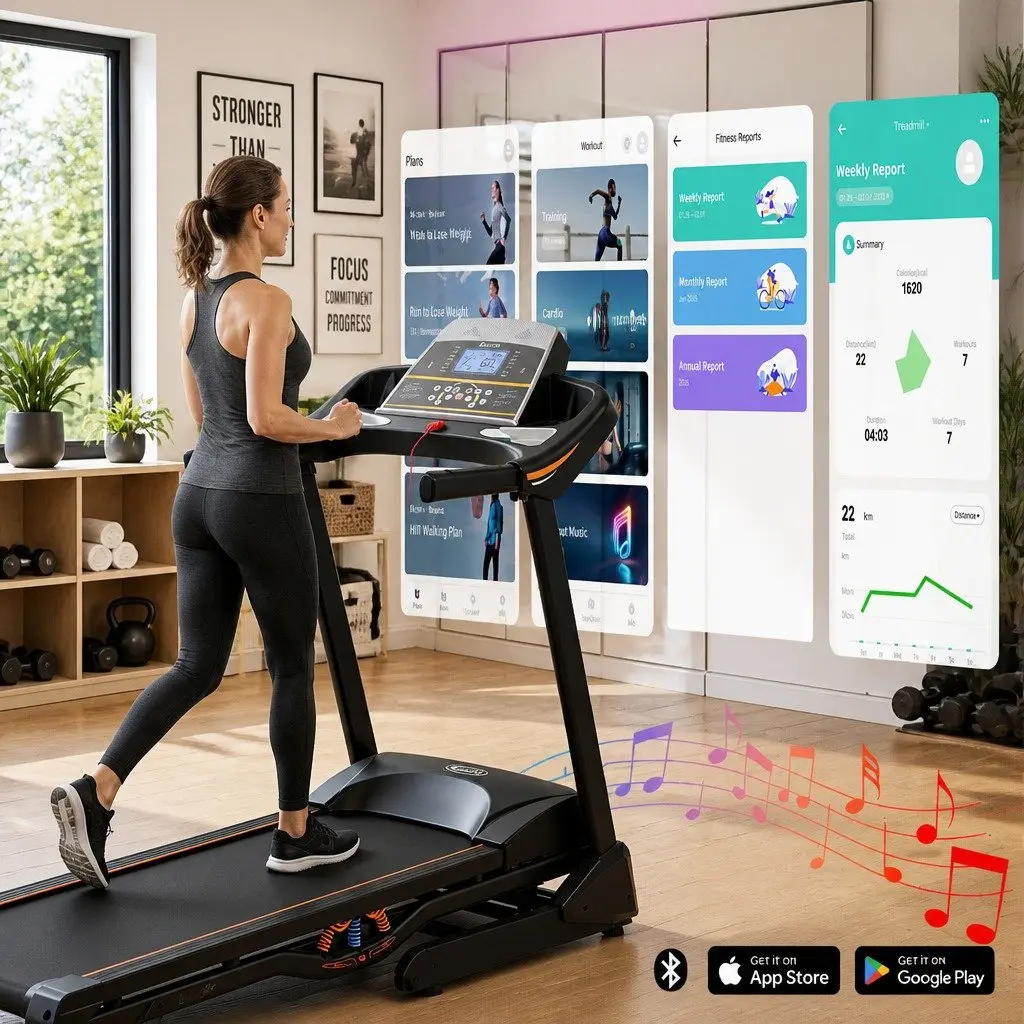 Electric Treadmill Auto Incline 18 Speed Compact Home Gym Fitness Machine 480mm Black