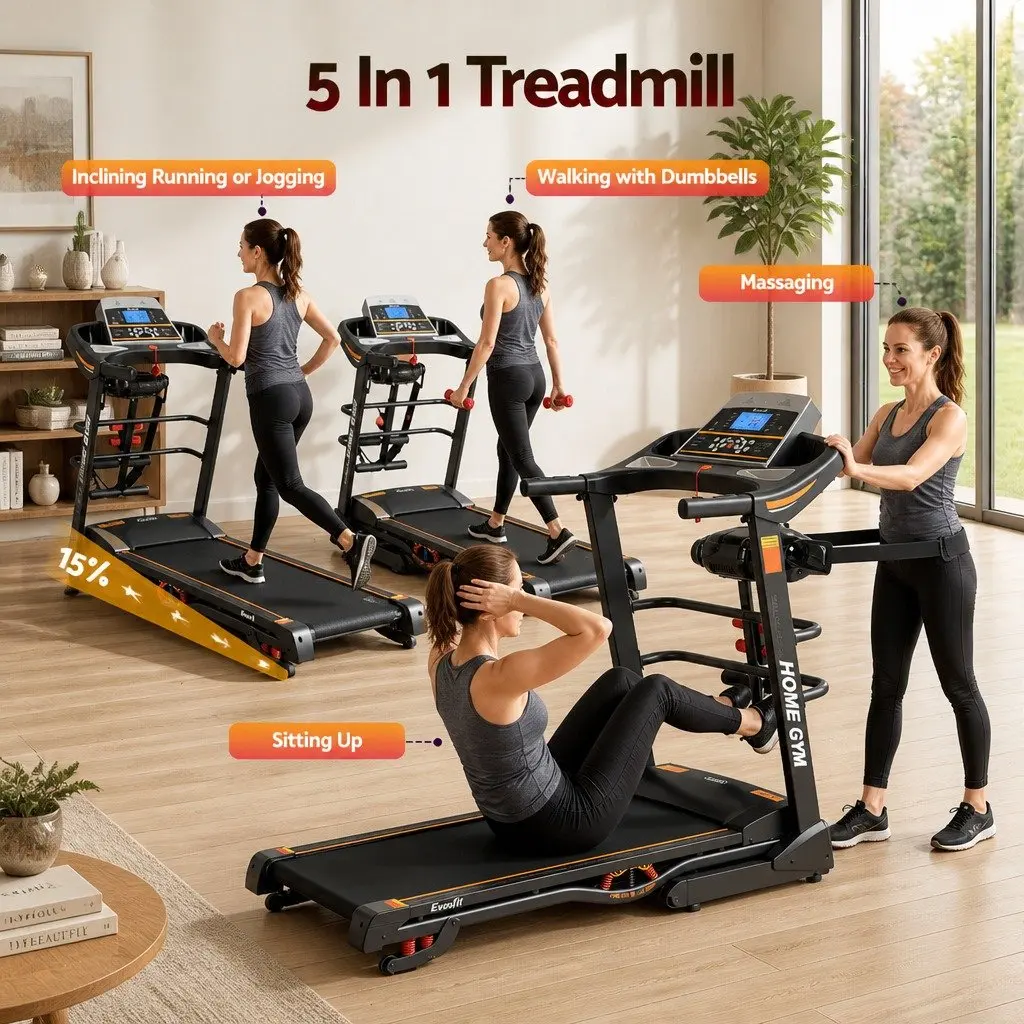 Electric Treadmill Home Gym Fitness Machine 18 Speed LCD Display Massage Belt
