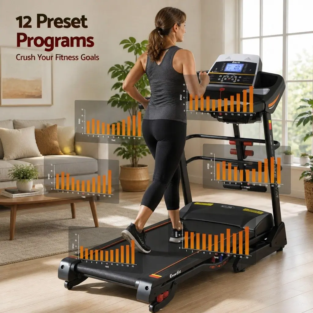 Electric Treadmill Home Gym Fitness Machine 18 Speed LCD Display Massage Belt