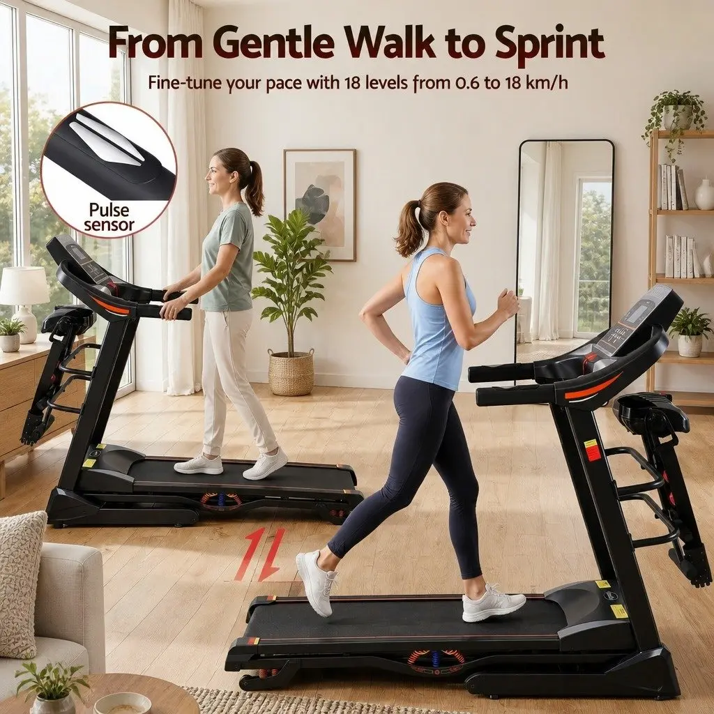 Electric Treadmill Home Gym Fitness Machine 18 Speed LCD Display Massage Belt