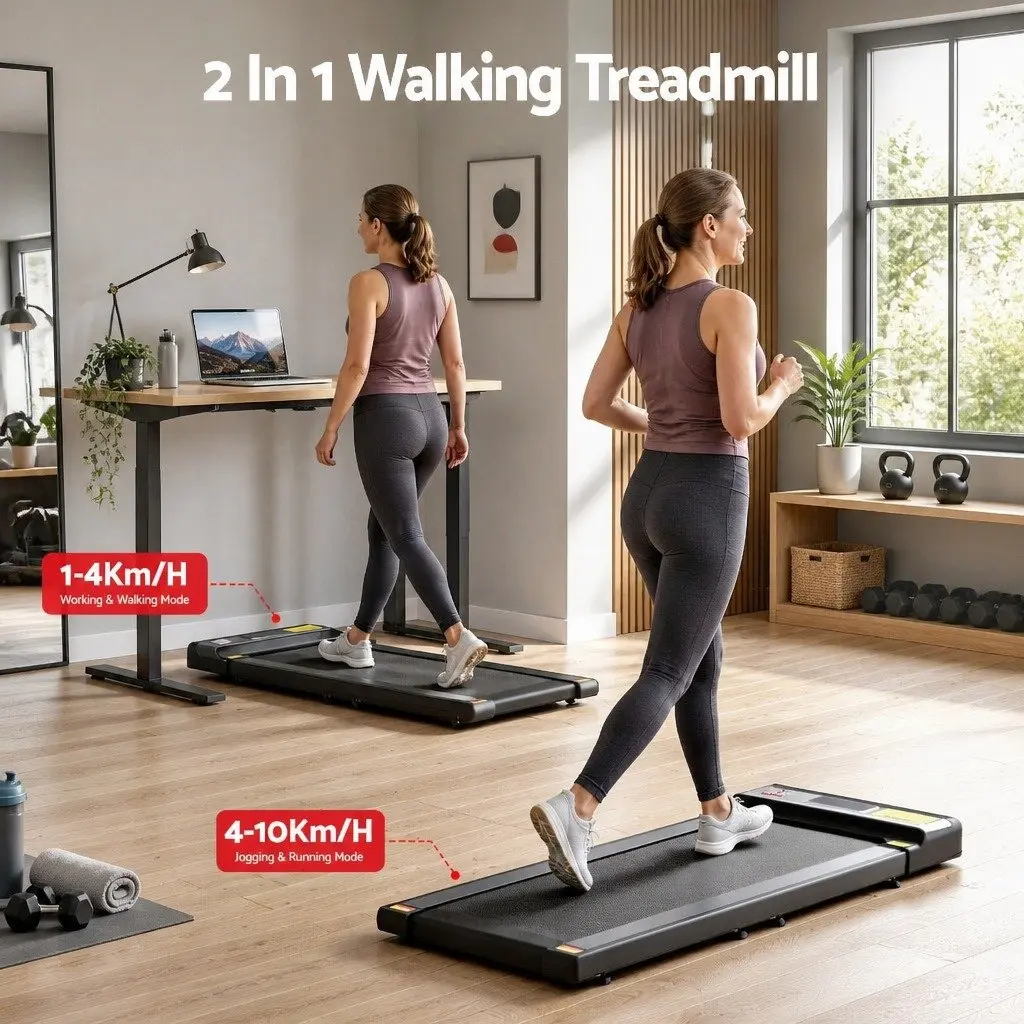 Electric Walking Pad Under Desk Treadmill Foldable Home Gym Fitness Black