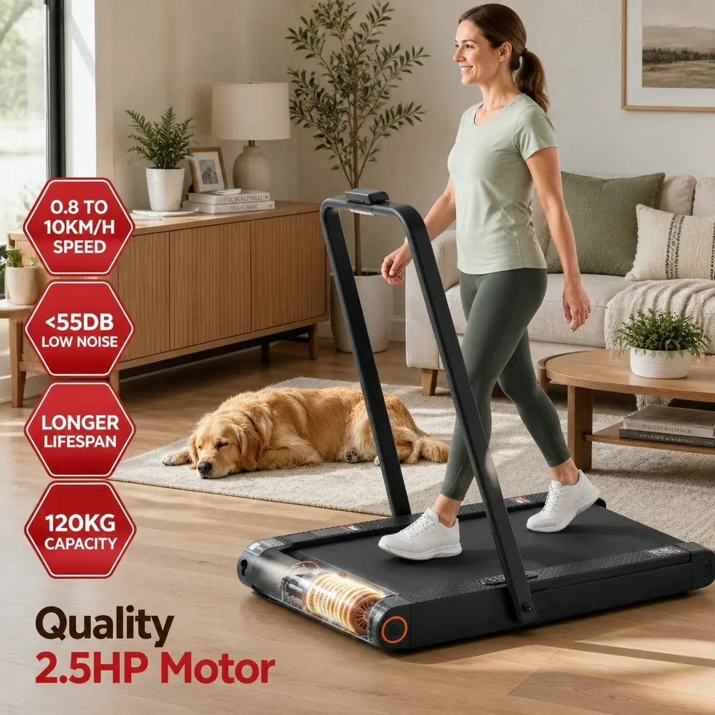 4-in-1 Walking Pad Treadmill Foldable Compact Under Desk Home Gym Cardio Machine Black