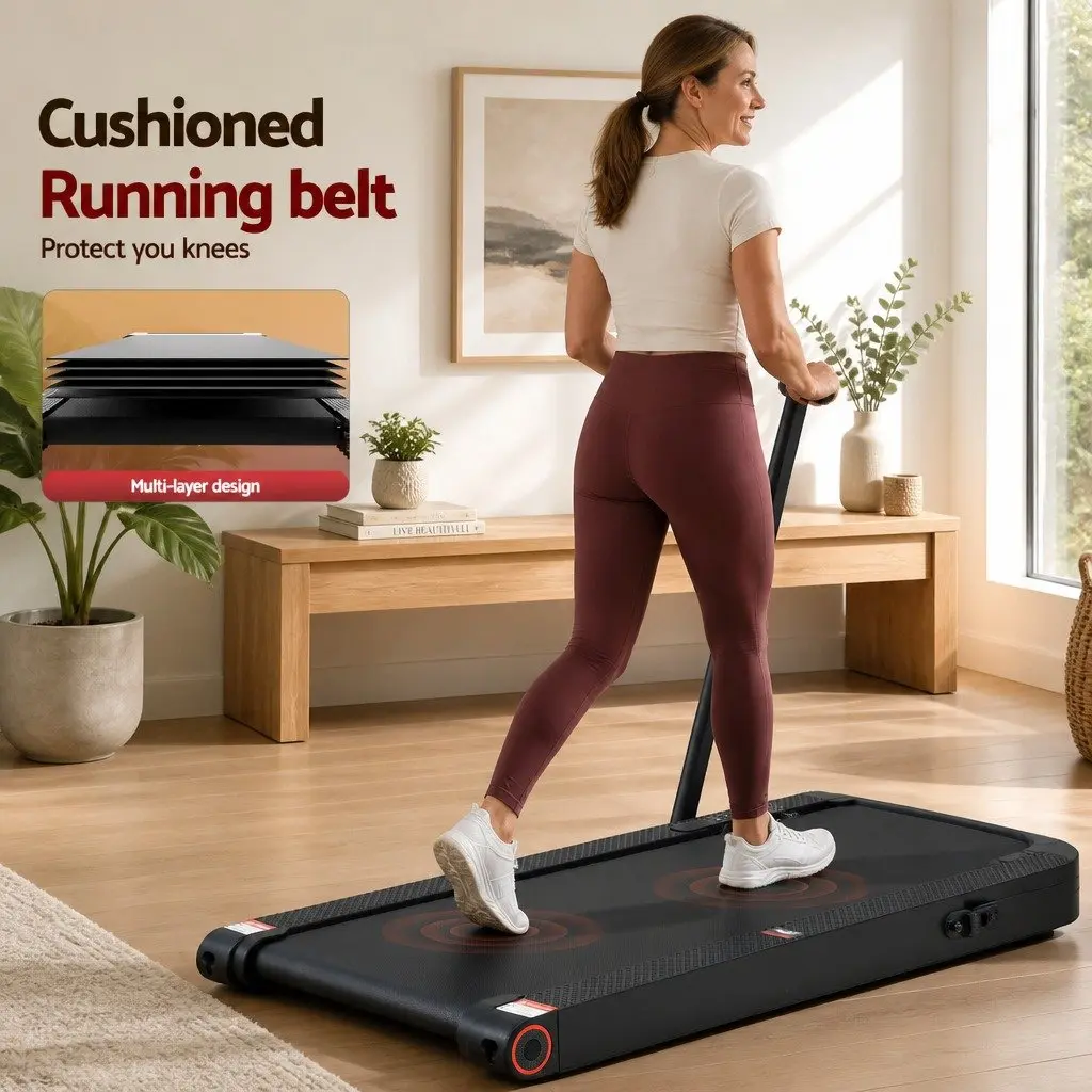 4-in-1 Walking Pad Treadmill Foldable Compact Under Desk Home Gym Cardio Machine Black