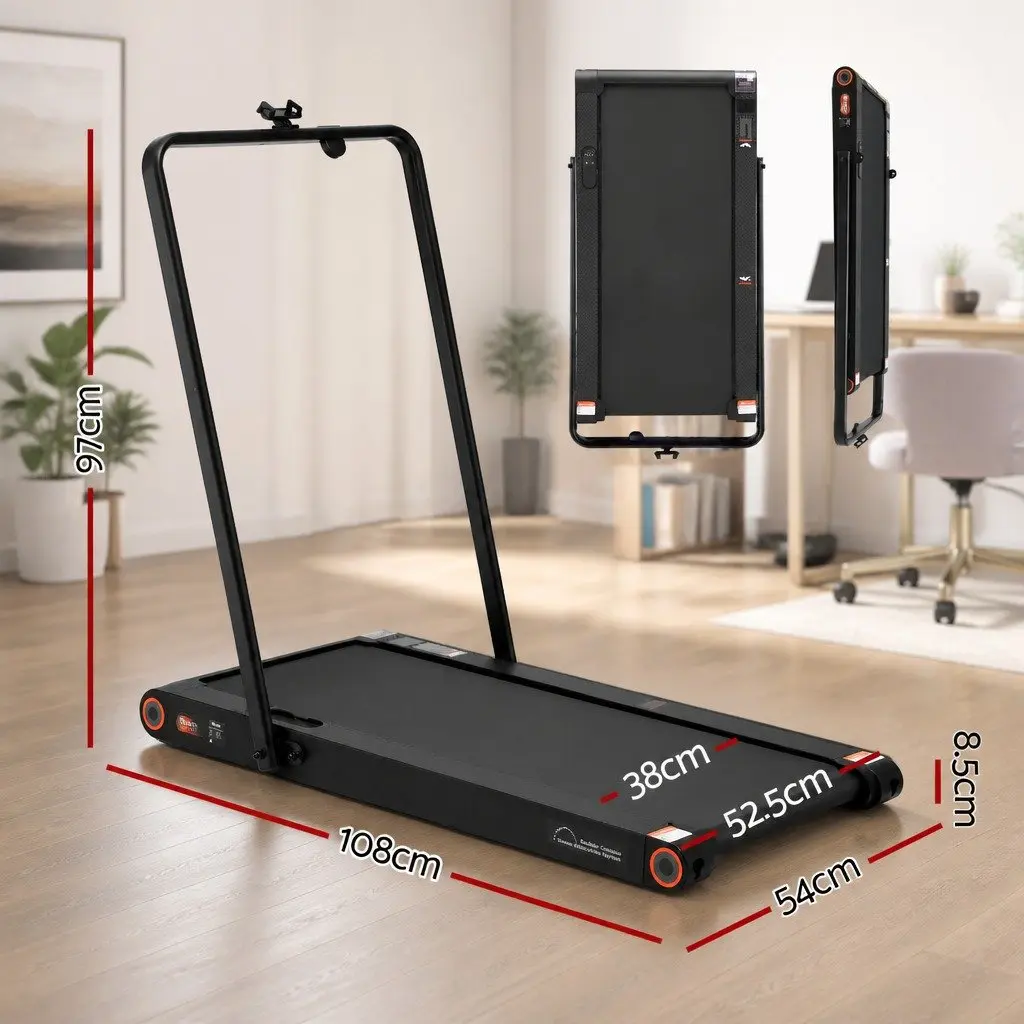 4-in-1 Walking Pad Treadmill Foldable Compact Under Desk Home Gym Cardio Machine Black