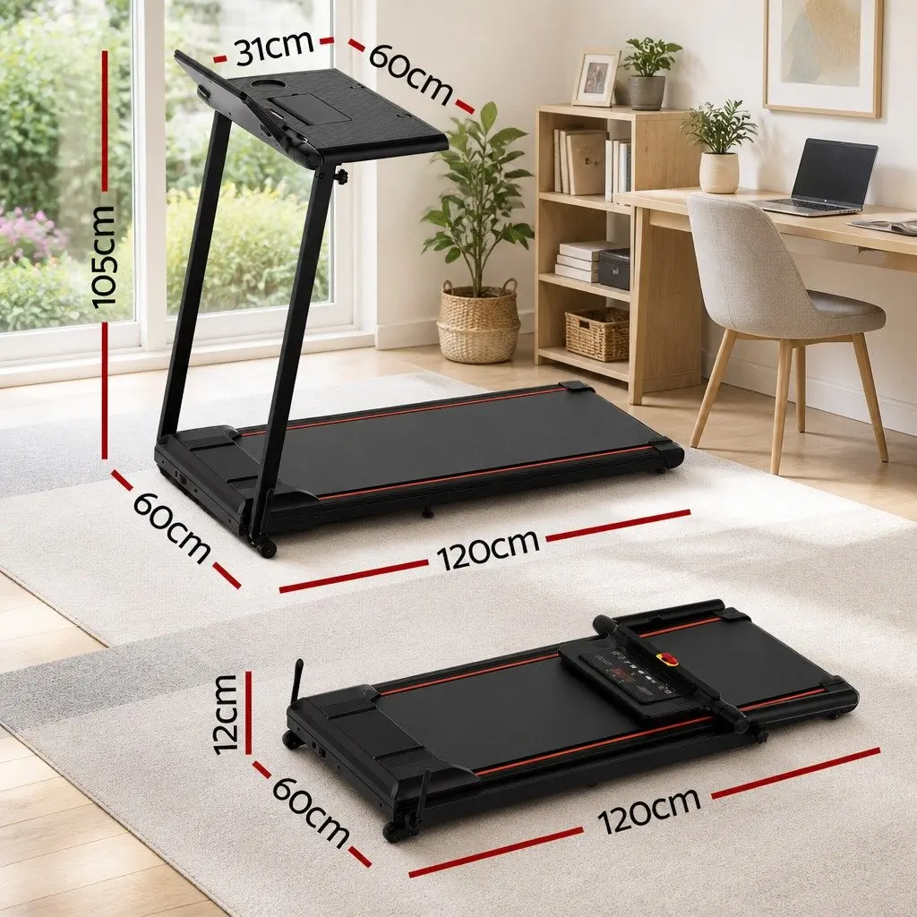 Electric Treadmill Foldable Walking Pad Home Office Gym Incline Black Machine