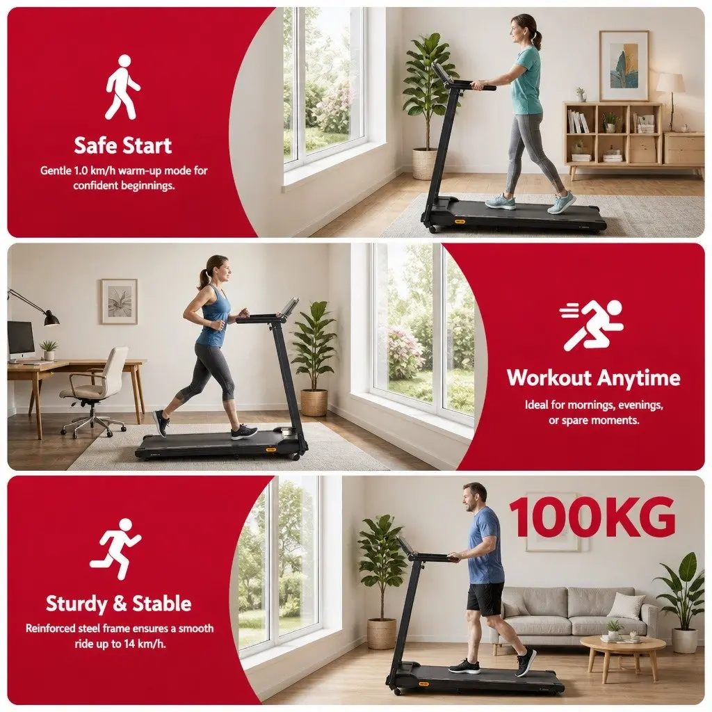 Electric Treadmill Foldable Walking Pad Home Office Gym Incline Black Machine