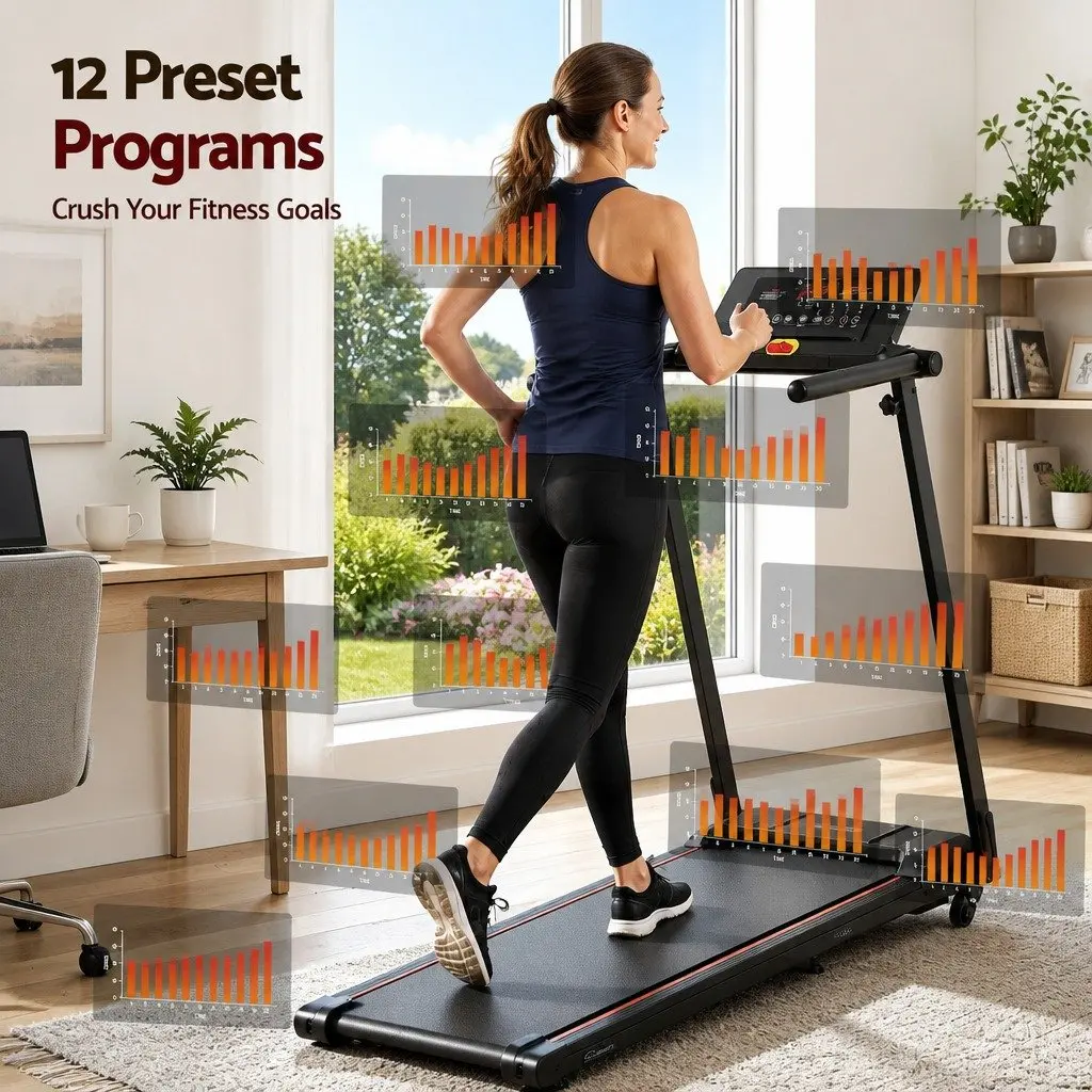 Electric Treadmill Foldable Walking Pad Home Office Gym Incline Black Machine
