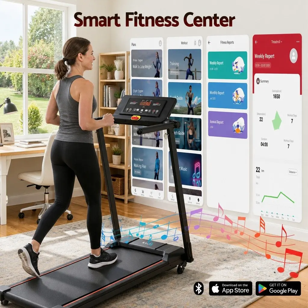 Electric Treadmill Foldable Walking Pad Home Office Gym Incline Black Machine