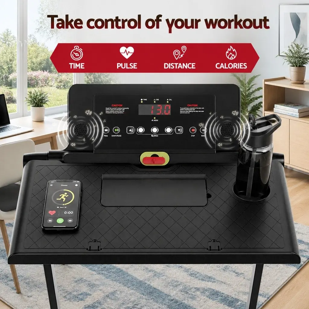 Electric Treadmill Foldable Walking Pad Home Office Gym Incline Black Machine