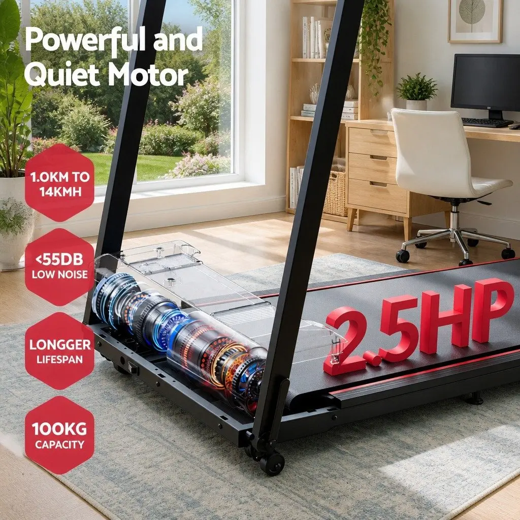 Electric Treadmill Foldable Walking Pad Home Office Gym Incline Black Machine
