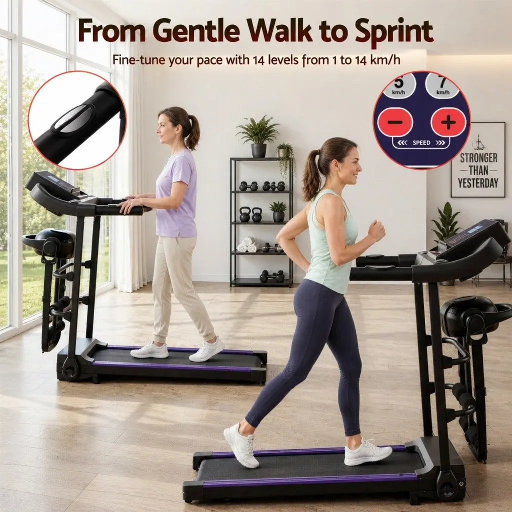 Electric Treadmill Home Gym Fitness Exercise Machine with Massage Bar 12