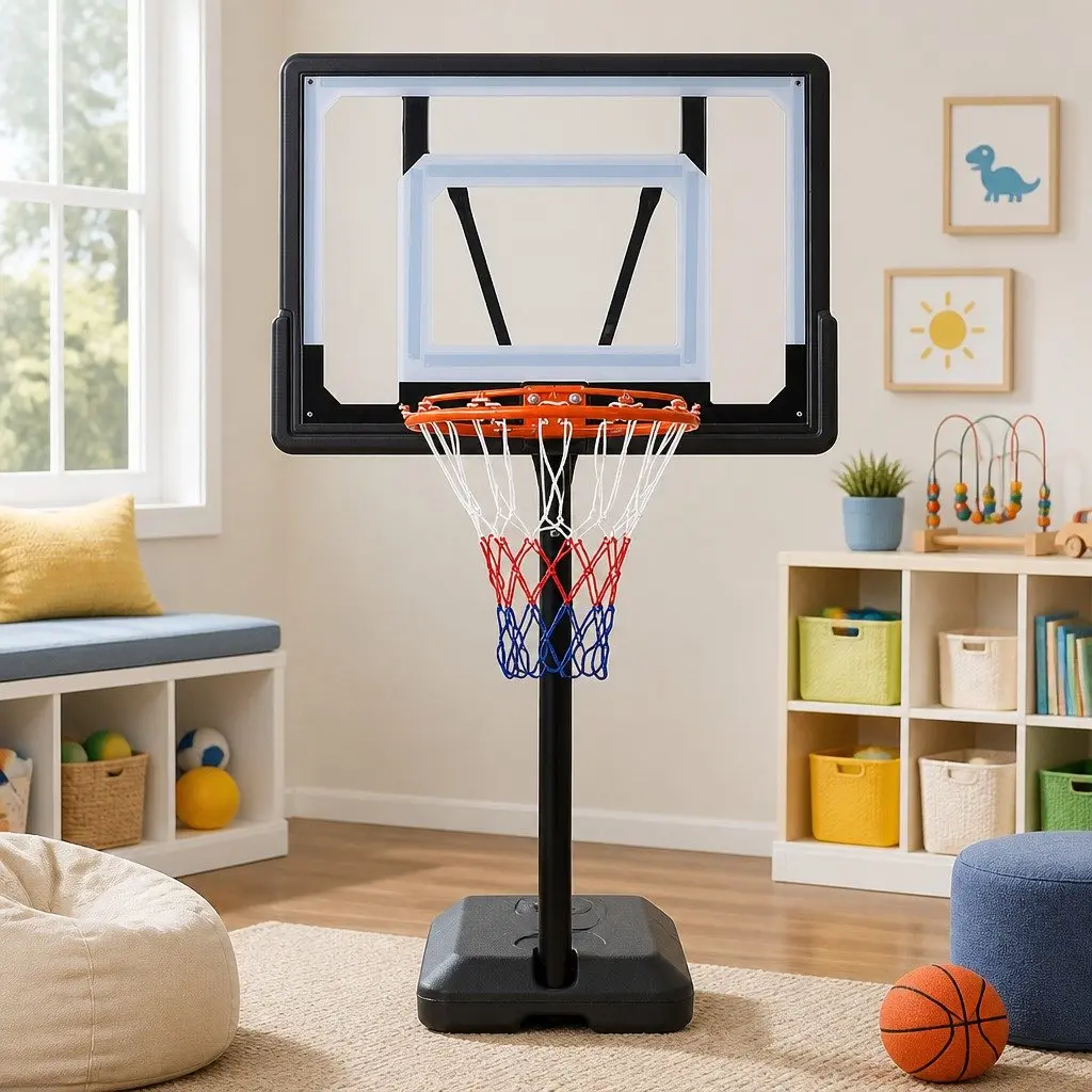 Basketball Hoop Stand Adjustable Height Portable 32 Inch Backboard with Wheels