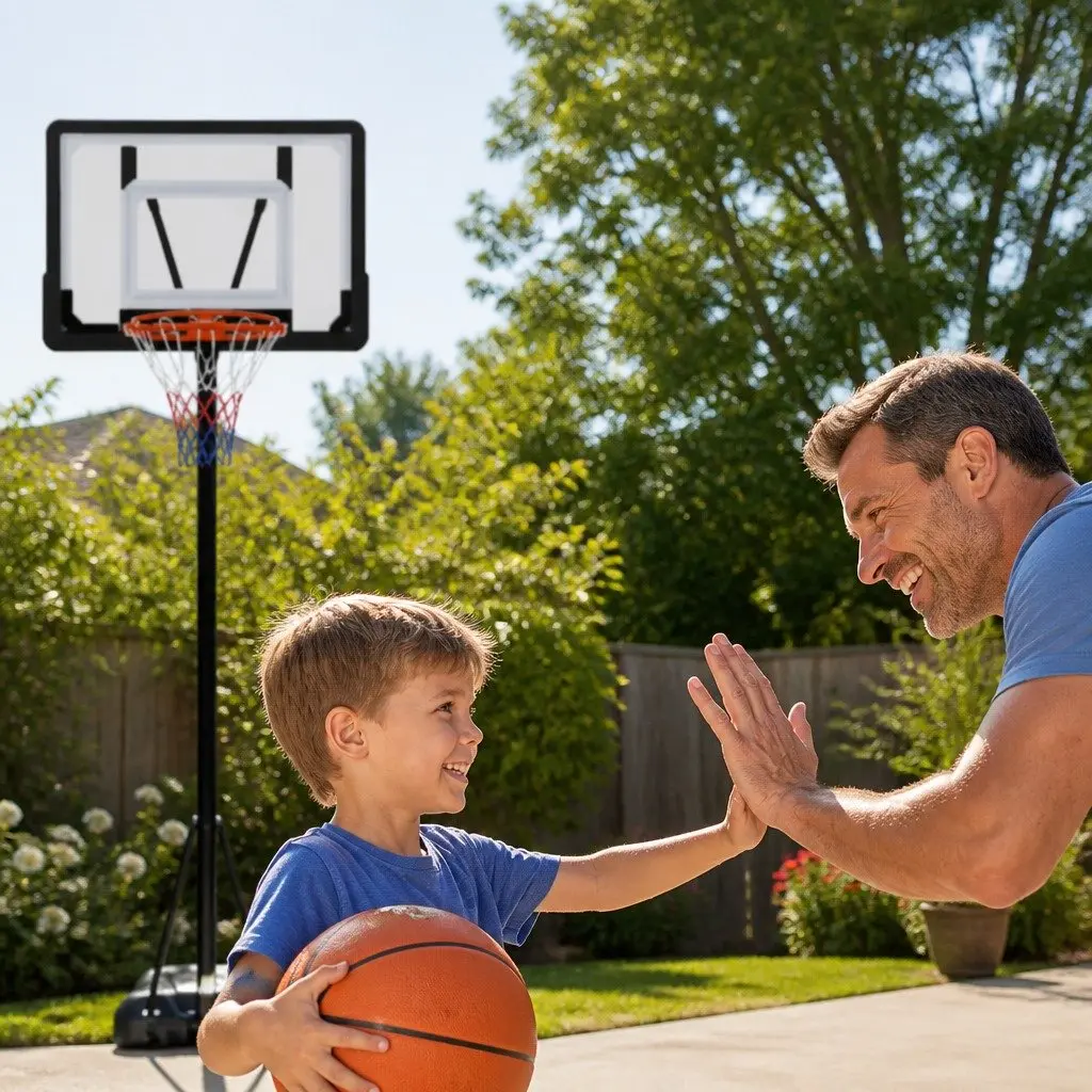 Basketball Hoop Stand Adjustable Height Portable 32 Inch Backboard with Wheels