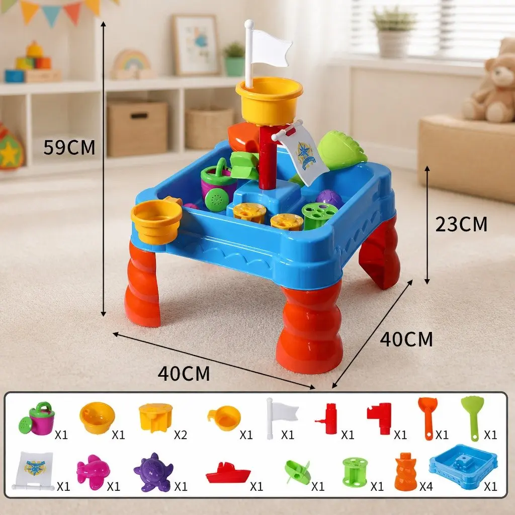 Kids Activity Toy Set 2-in-1 Sand Water Play Table 40cmWx40cmDx59cmH Multicolour