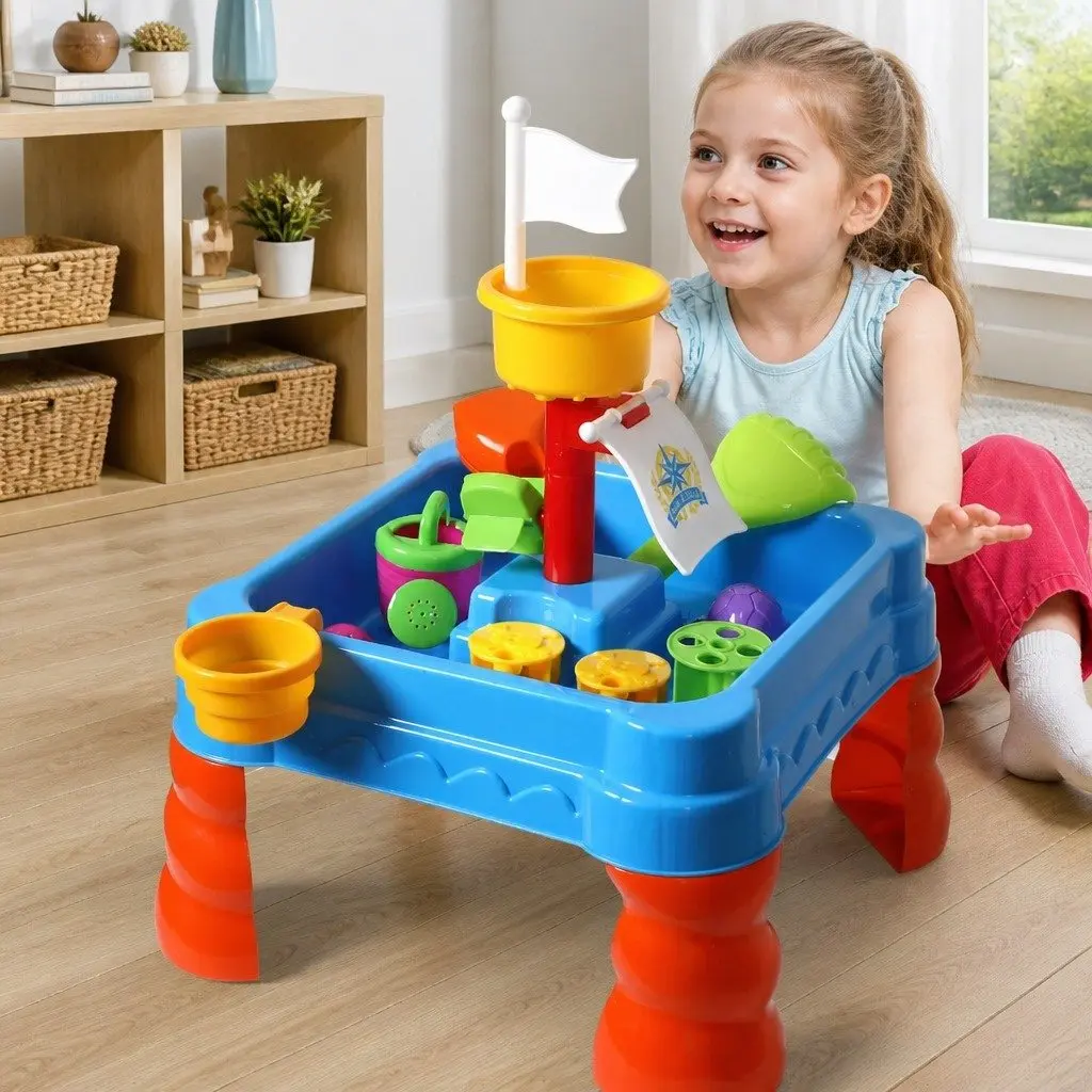 Kids Activity Toy Set 2-in-1 Sand Water Play Table 40cmWx40cmDx59cmH Multicolour